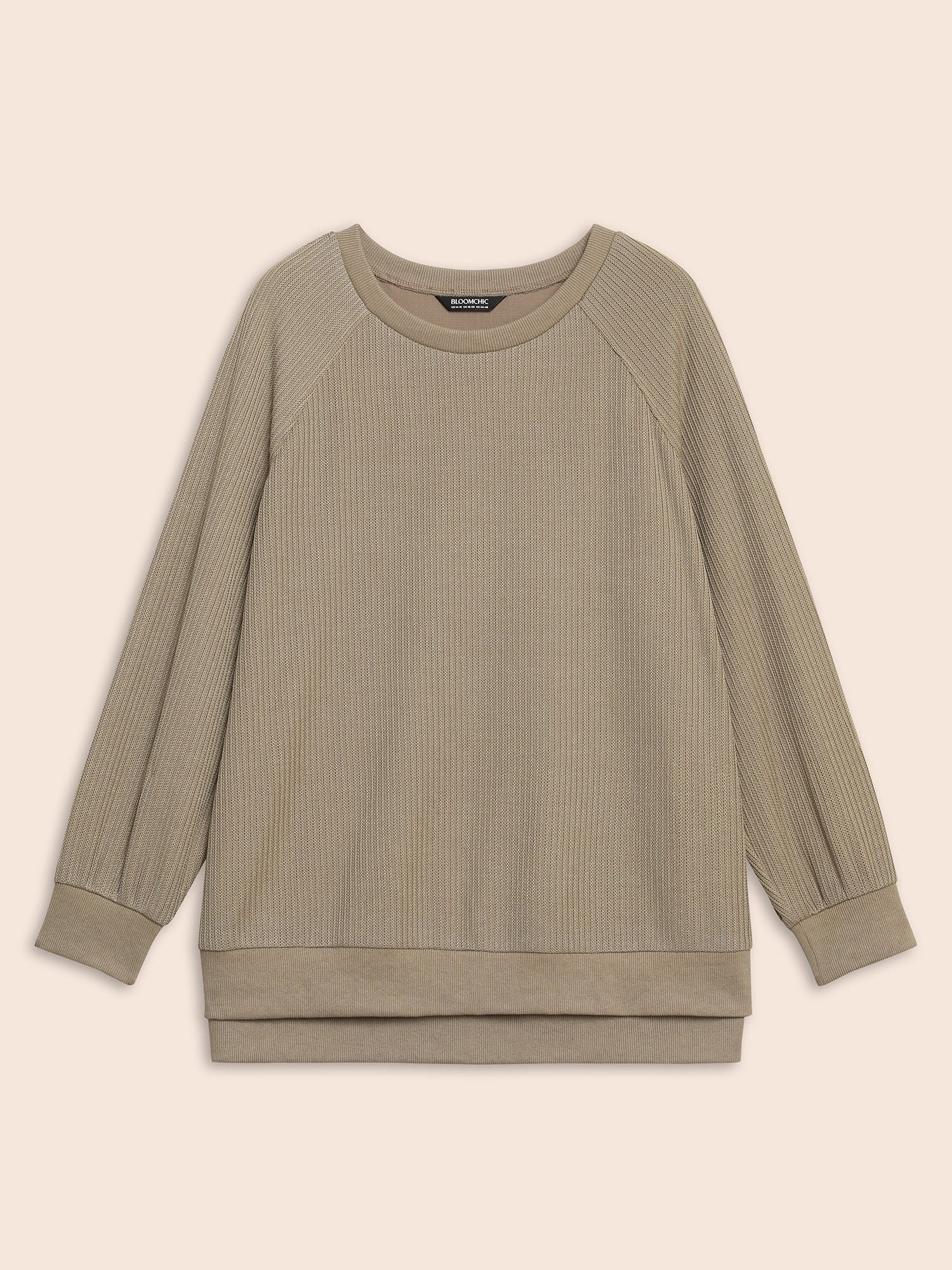 Crew Neck Zipper Detail Raglan Sleeve Sweatshirt - Image 7