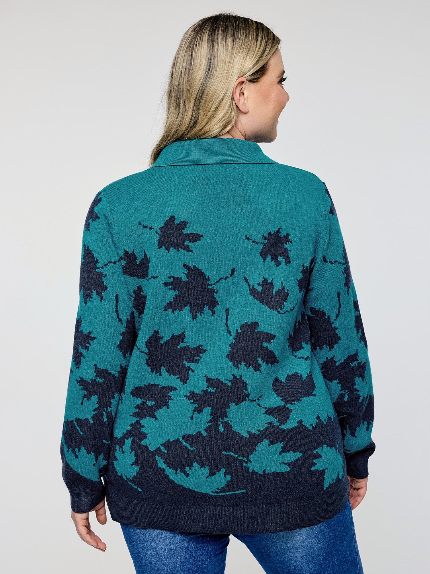 Crisp Fall Leaf Polo Neck Pullover - Image 4