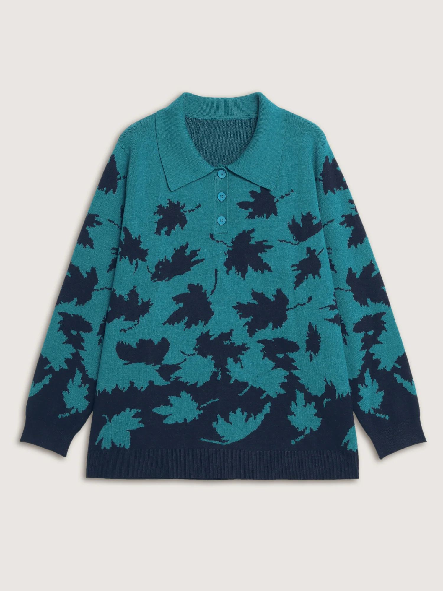 Crisp Fall Leaf Polo Neck Pullover - Image 5