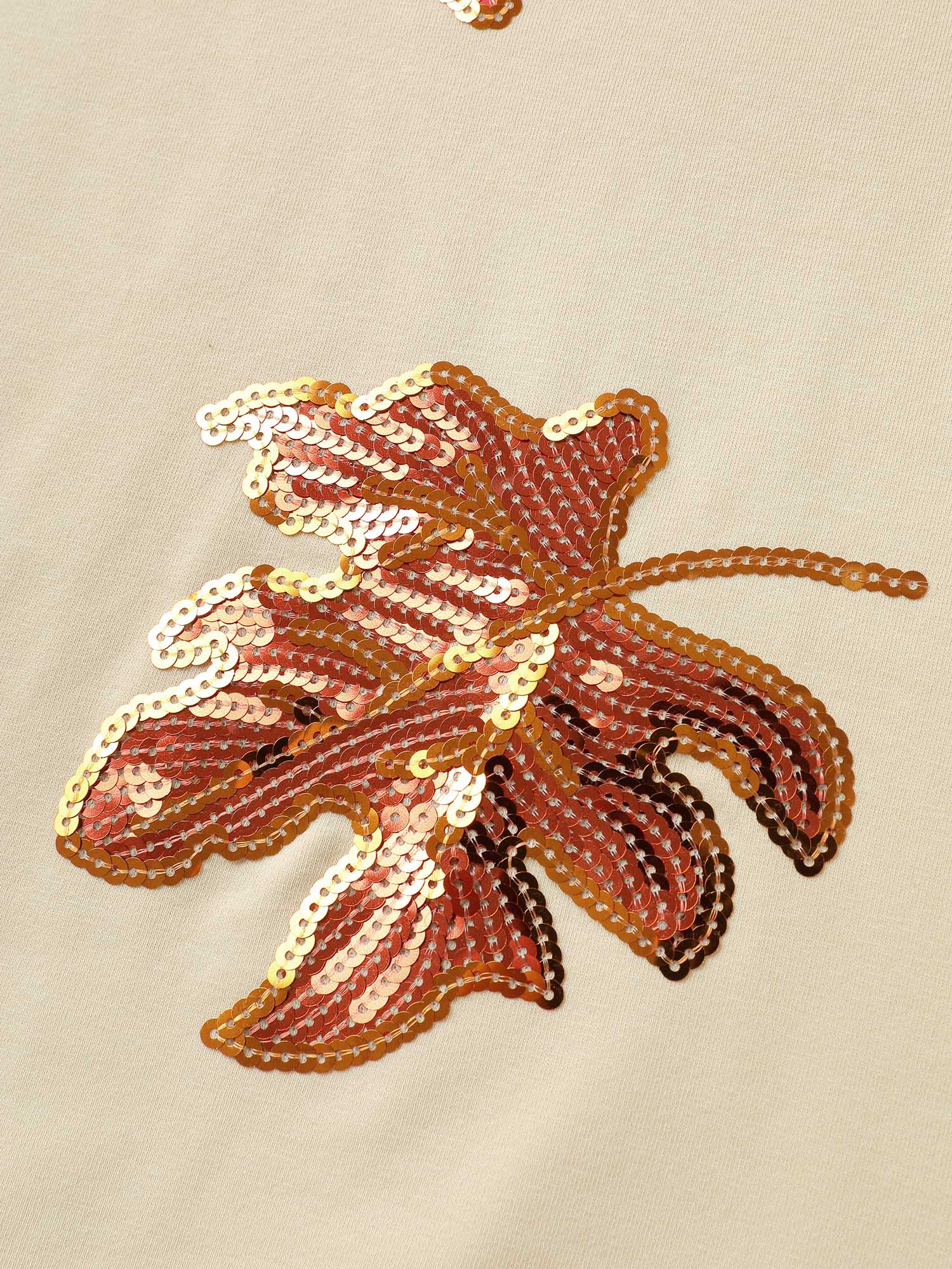 Crisp Leaf Print Sequin Embroidery Sweatshirt - Image 6