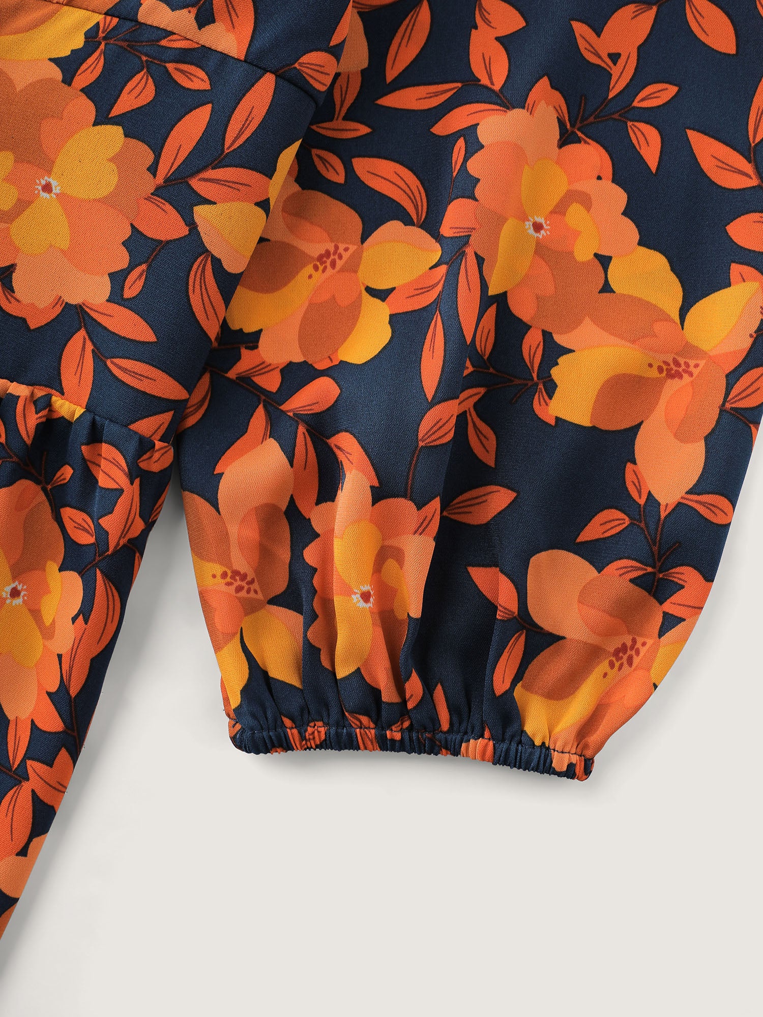 Crisp Leaf Print Shirred Waist Blouse - Image 6