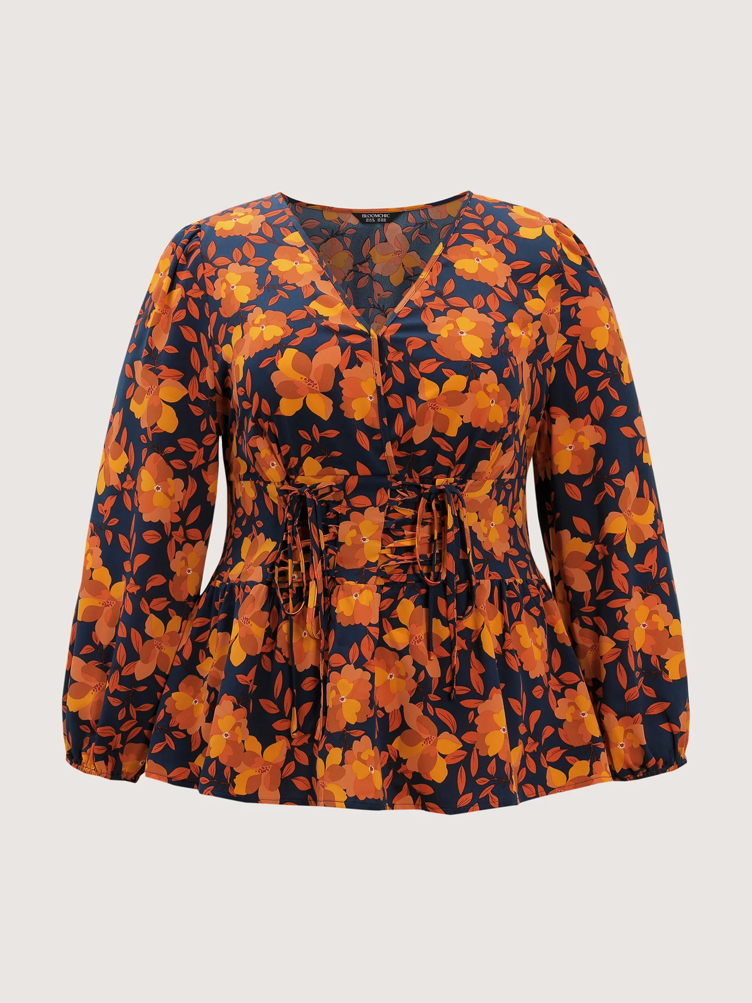 Crisp Leaf Print Shirred Waist Blouse - Image 7