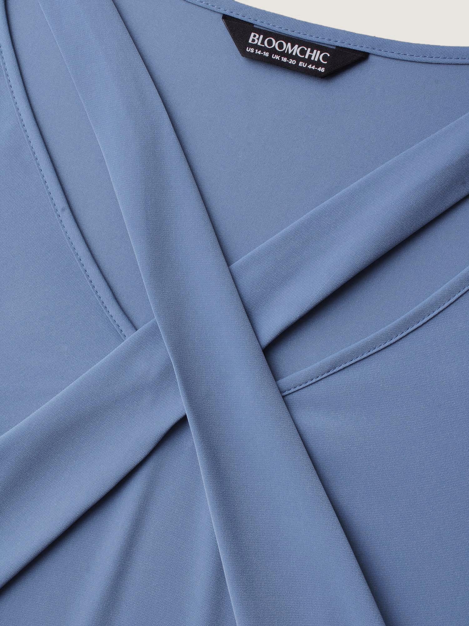 Criss Cross Neckline Puff Sleeve Gathered Blouse - Image 6