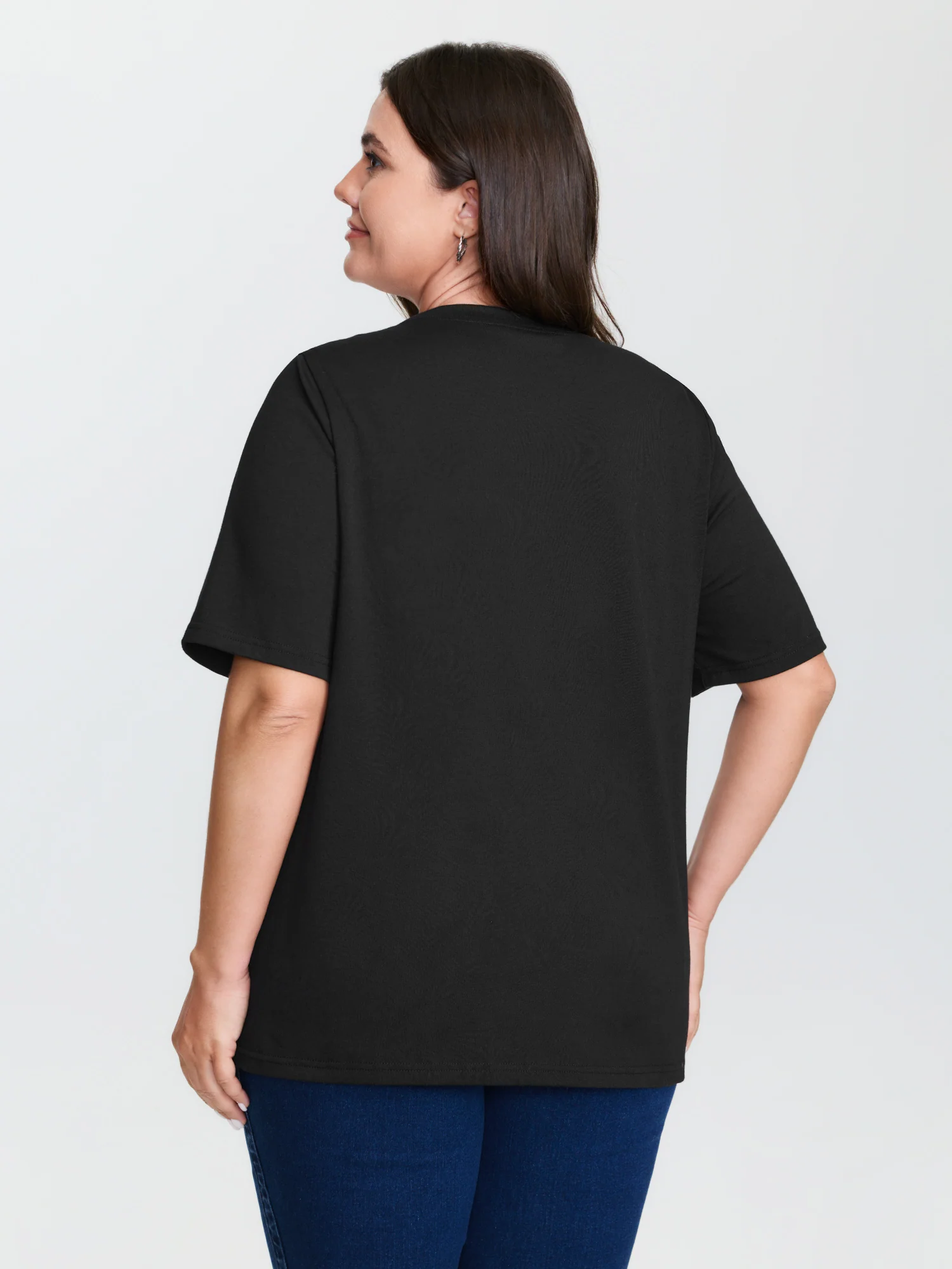 Crisscross Cut-Out Plain T-Shirt - Image 4