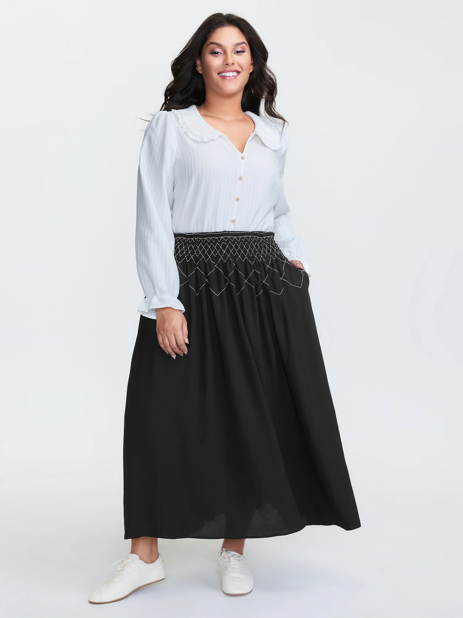 Crisscross Waistband Shirred Midi Dress - Image 2