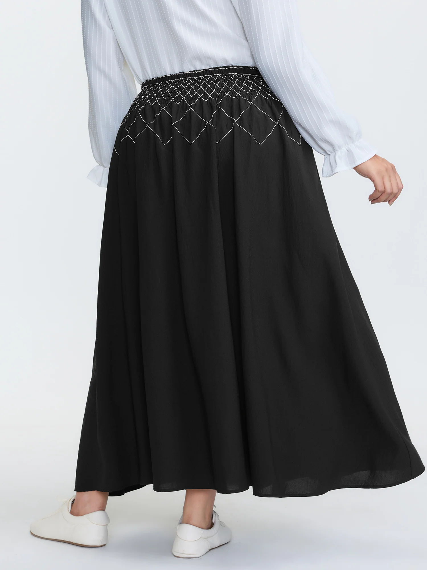 Crisscross Waistband Shirred Midi Dress - Image 5