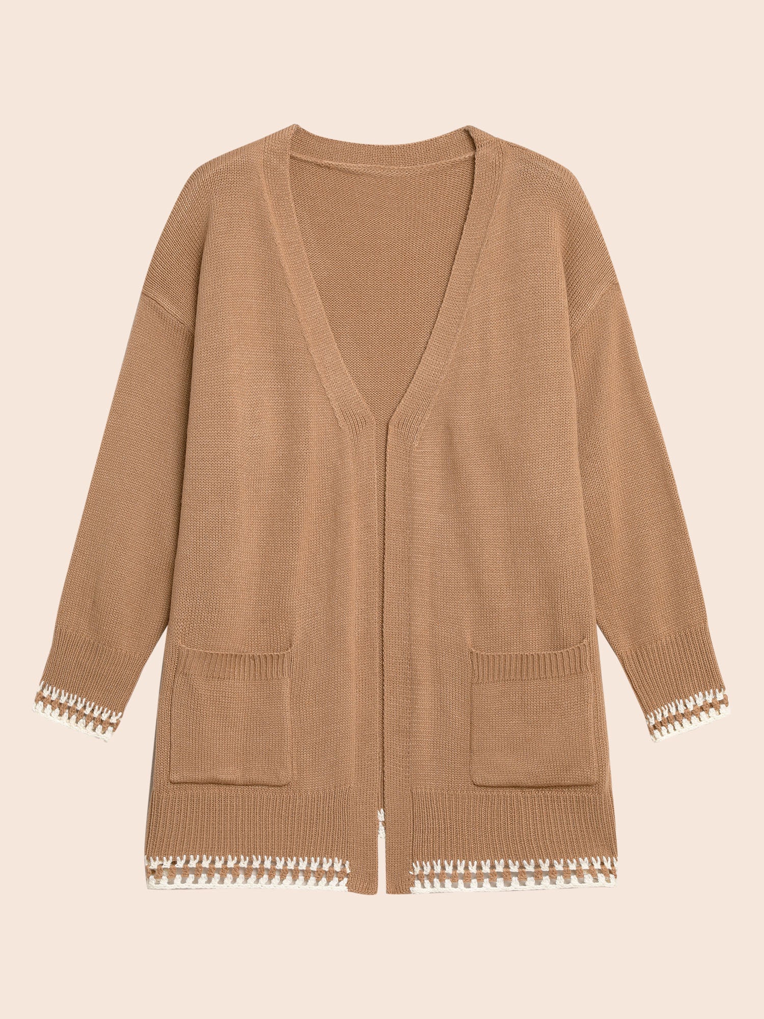 Crochet Contrast Wool Blend Cardigan - Image 7