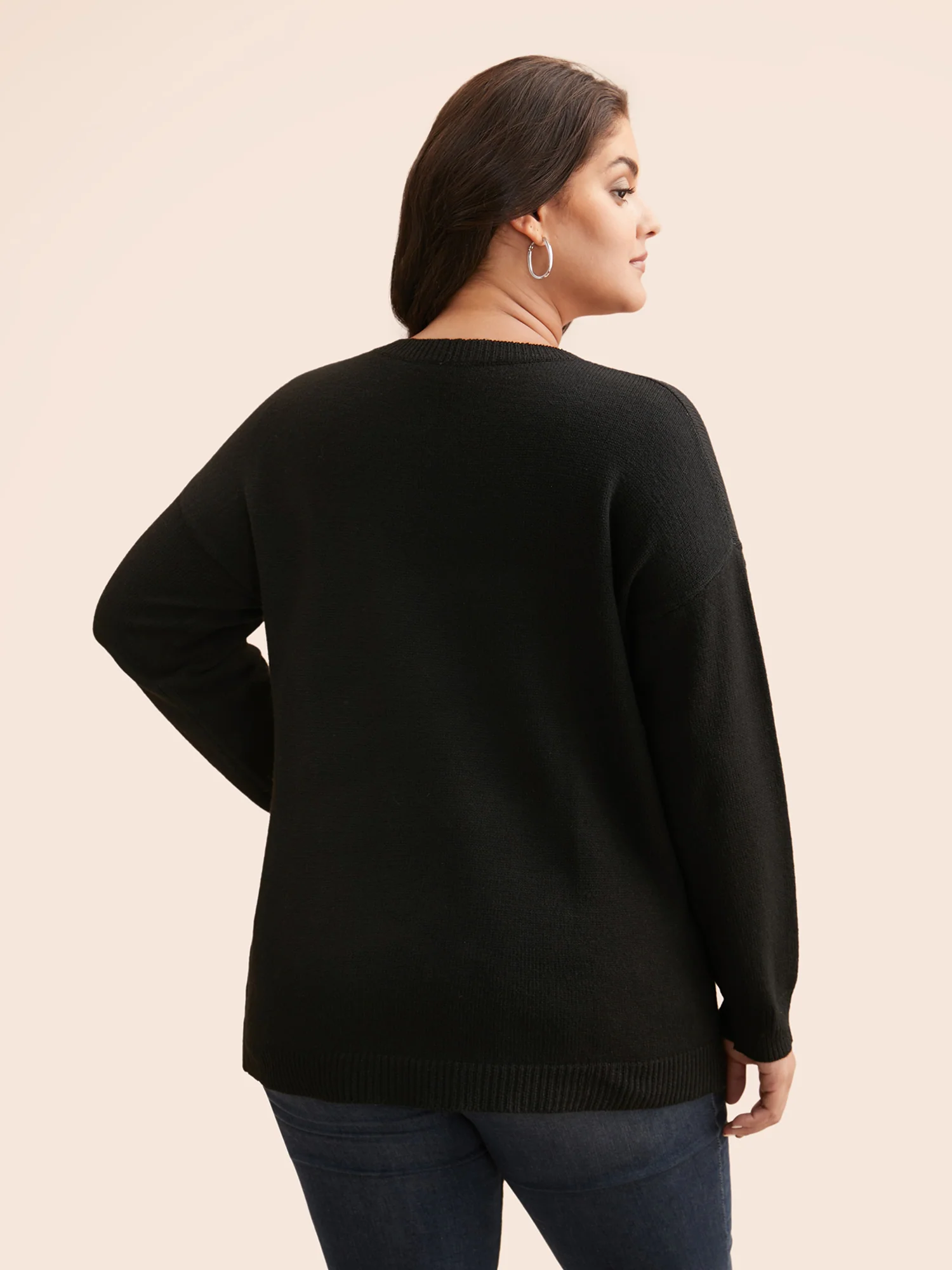 Crochet Floral Crew Neck Pullover - Image 2