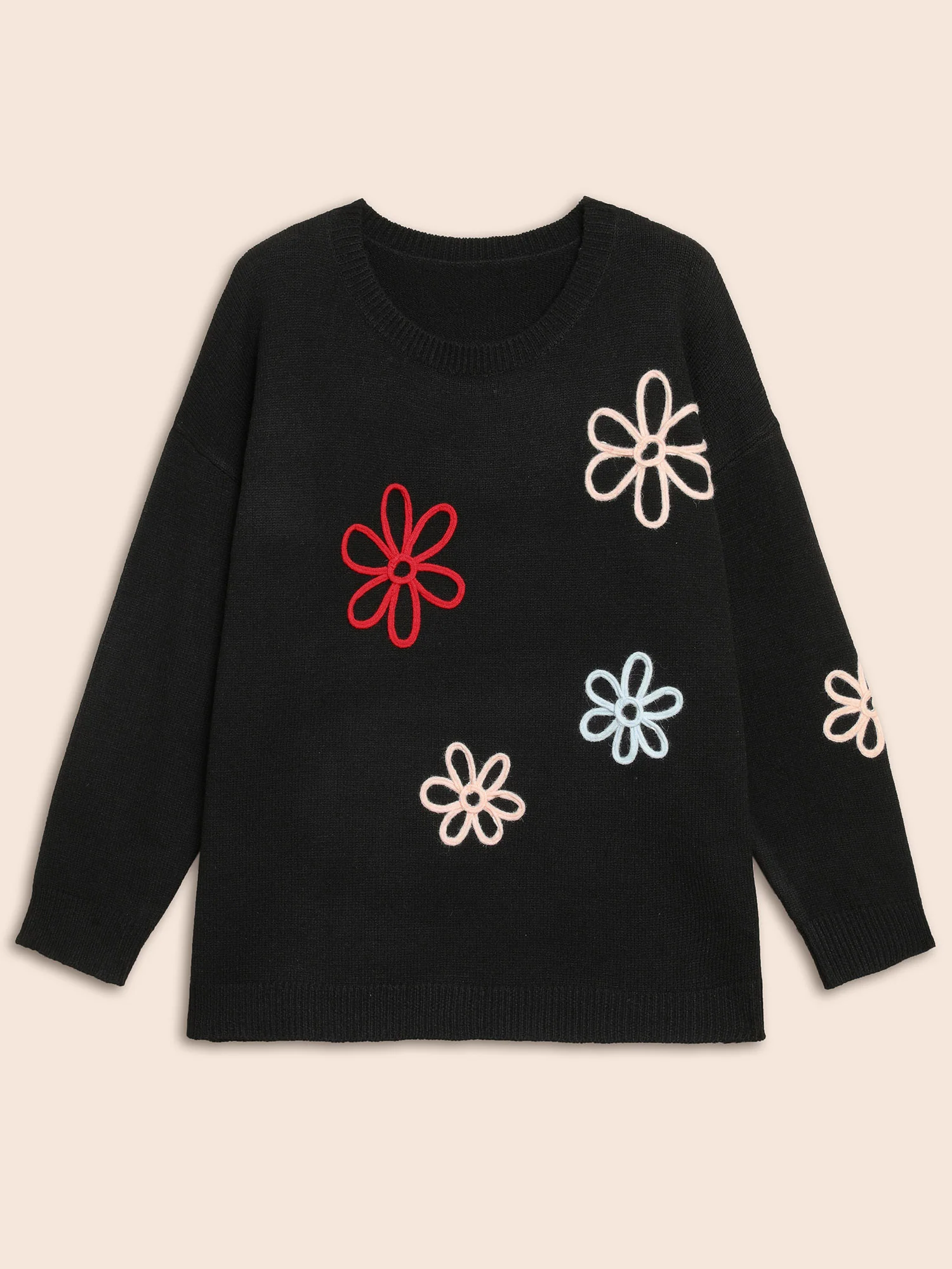 Crochet Floral Crew Neck Pullover - Image 7