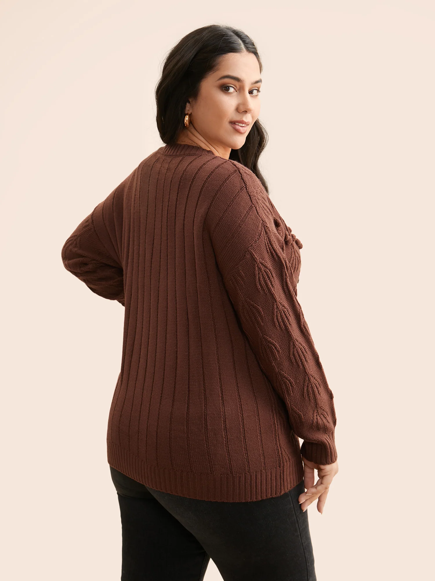 Crochet Floral Drop Shoulder Sleeve Pullover - Image 2