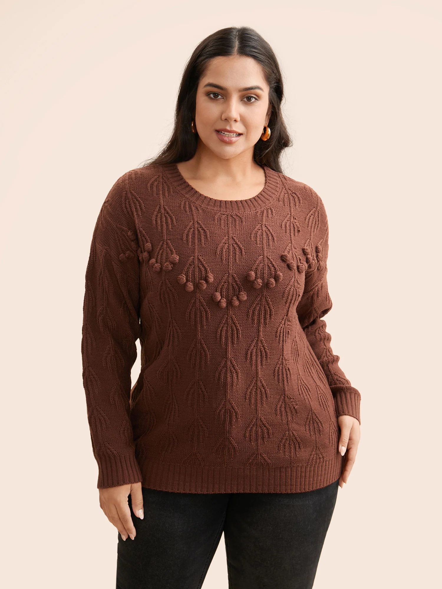 Crochet Floral Drop Shoulder Sleeve Pullover - Image 4