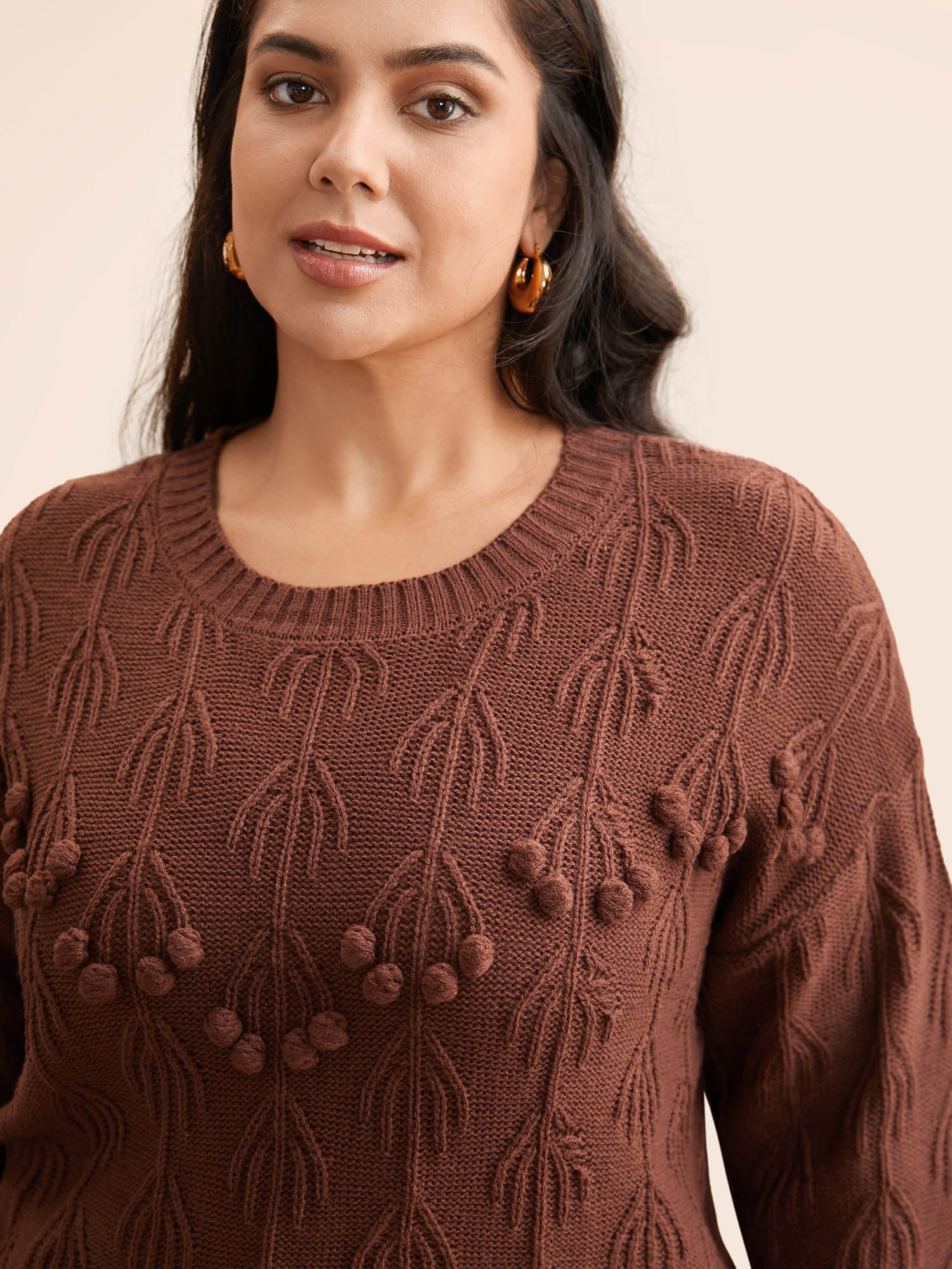 Crochet Floral Drop Shoulder Sleeve Pullover - Image 5