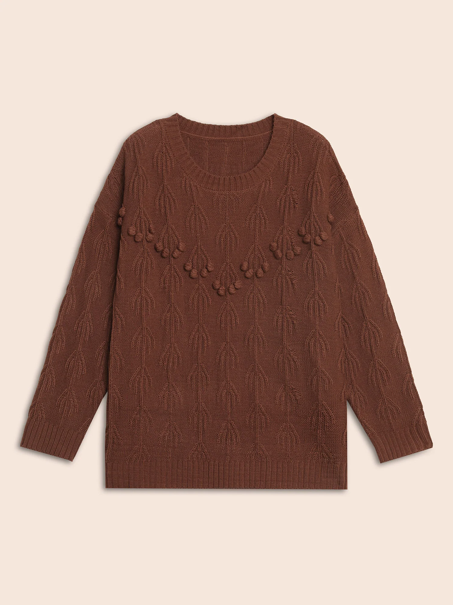 Crochet Floral Drop Shoulder Sleeve Pullover - Image 8