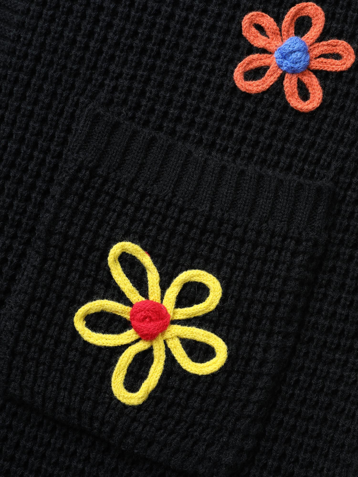 Crochet Floral Puff Sleeve Pocket Cardigan - Image 6