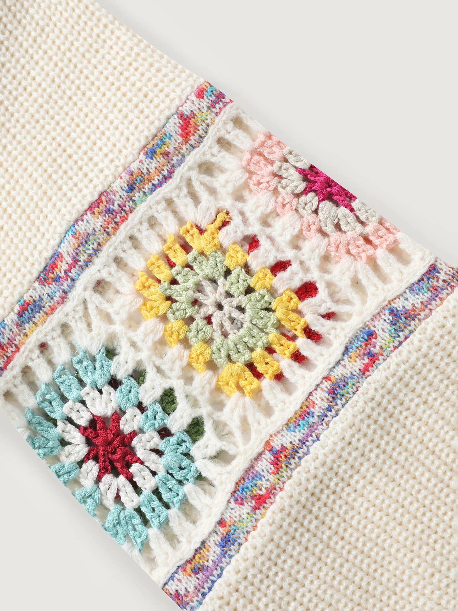 Crochet Floral Sleeve Lace Trim Pullover - Image 5