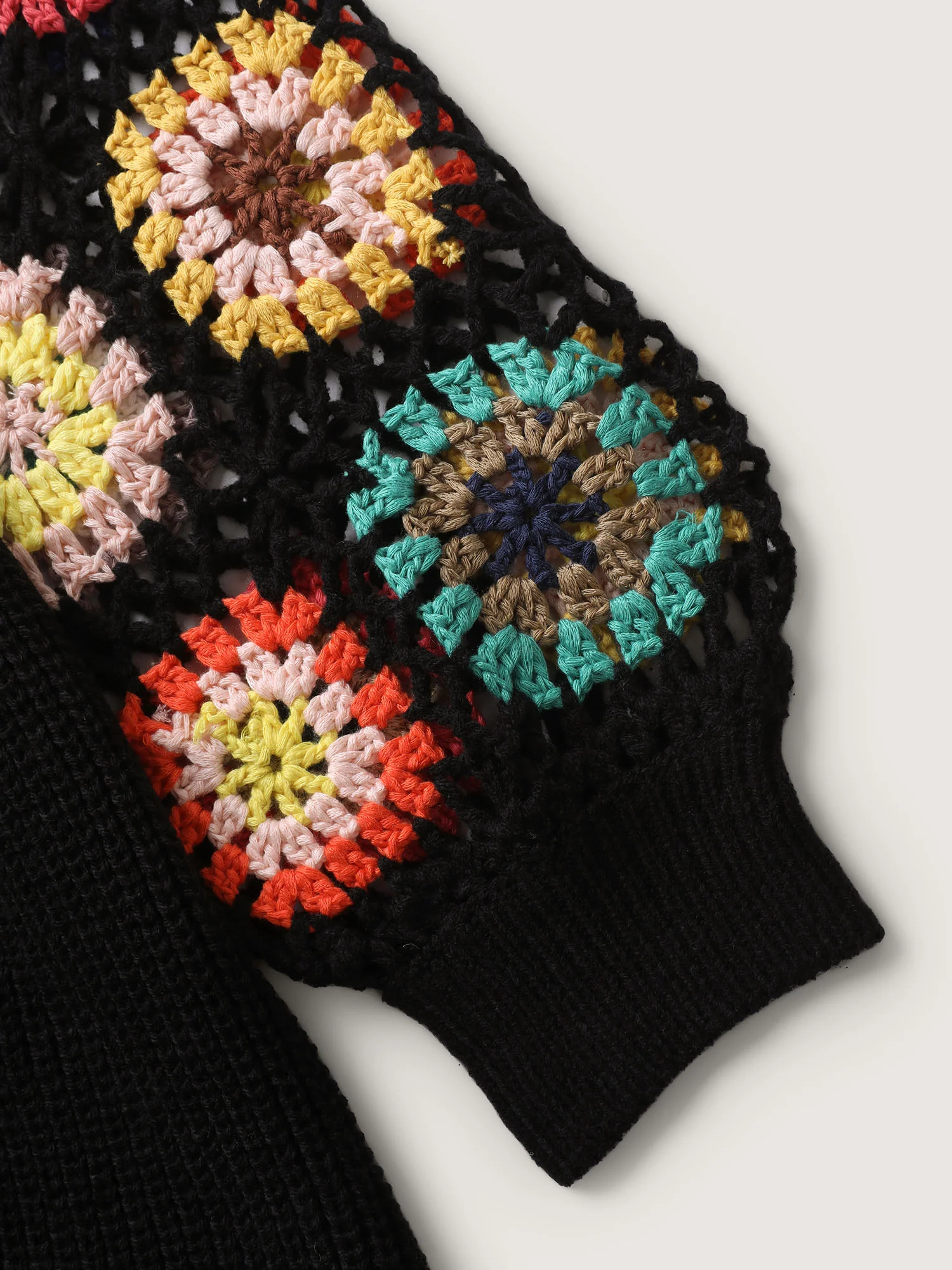 Crochet Floral Waist-Cinched Knit Cardigan - Image 5