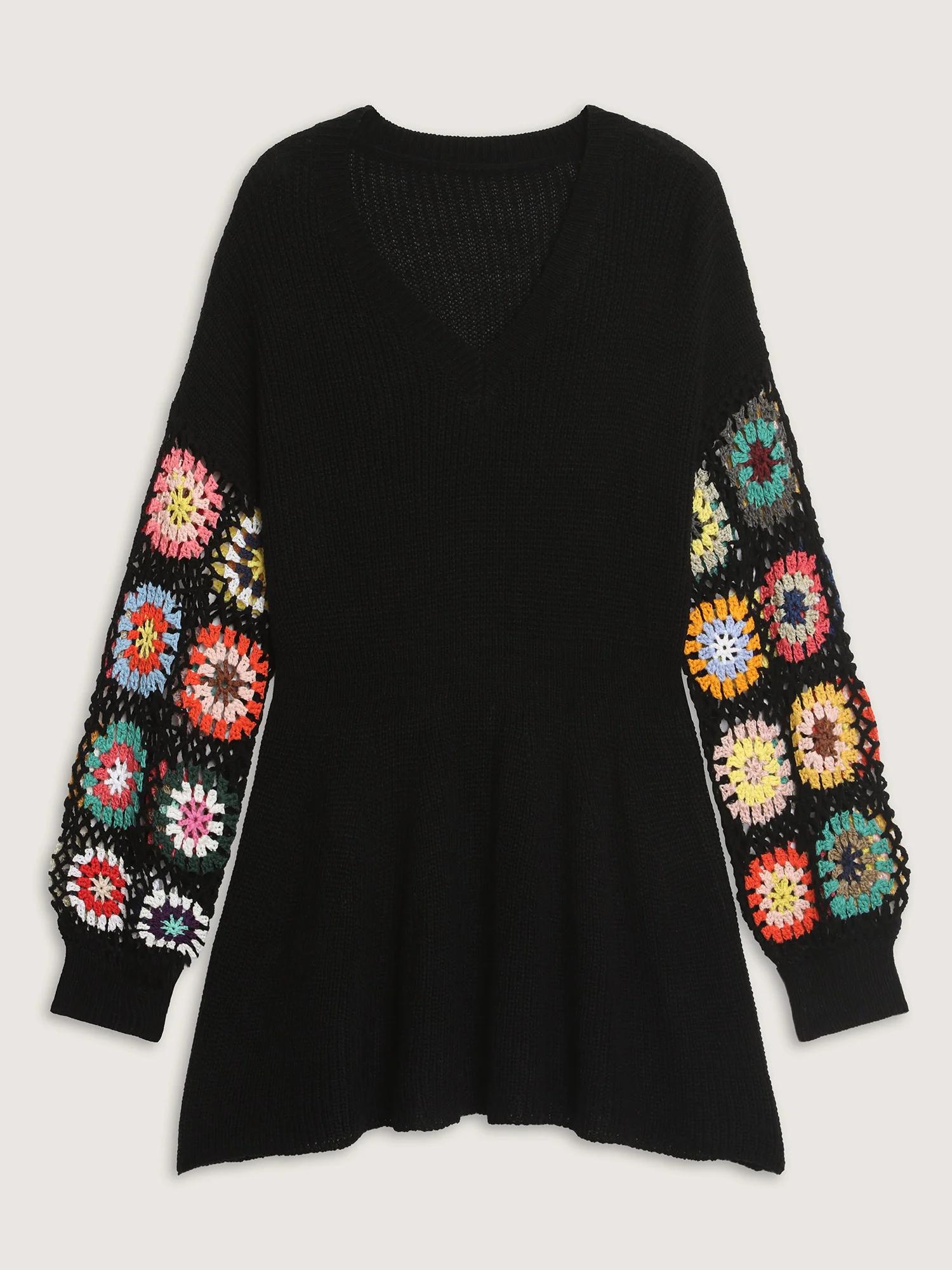 Crochet Floral Waist-Cinched Knit Cardigan - Image 7