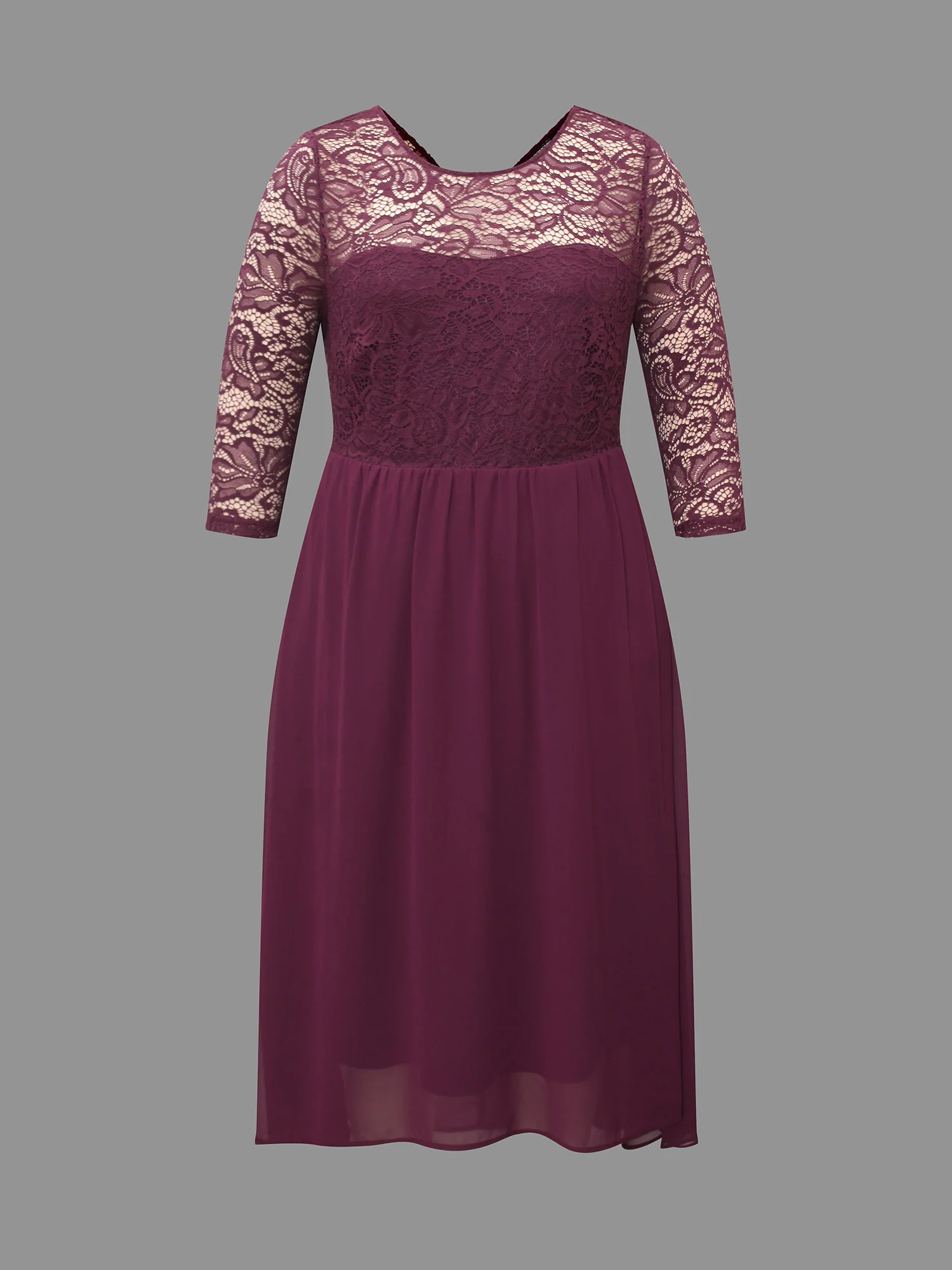 Crochet Lace High Low Hem Midi Dress - Image 8