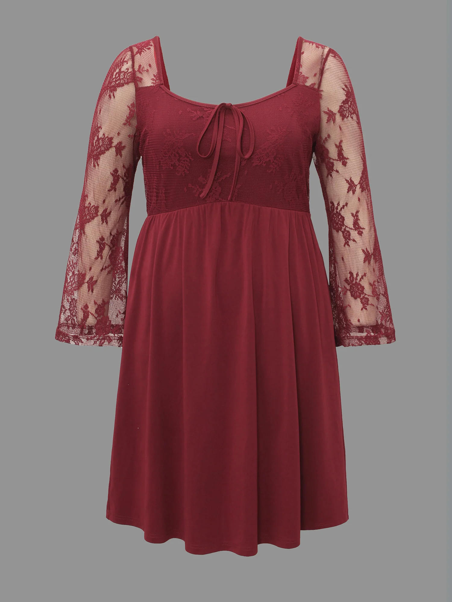 Crochet Lace Mesh Bell Sleeve Dress - Image 8