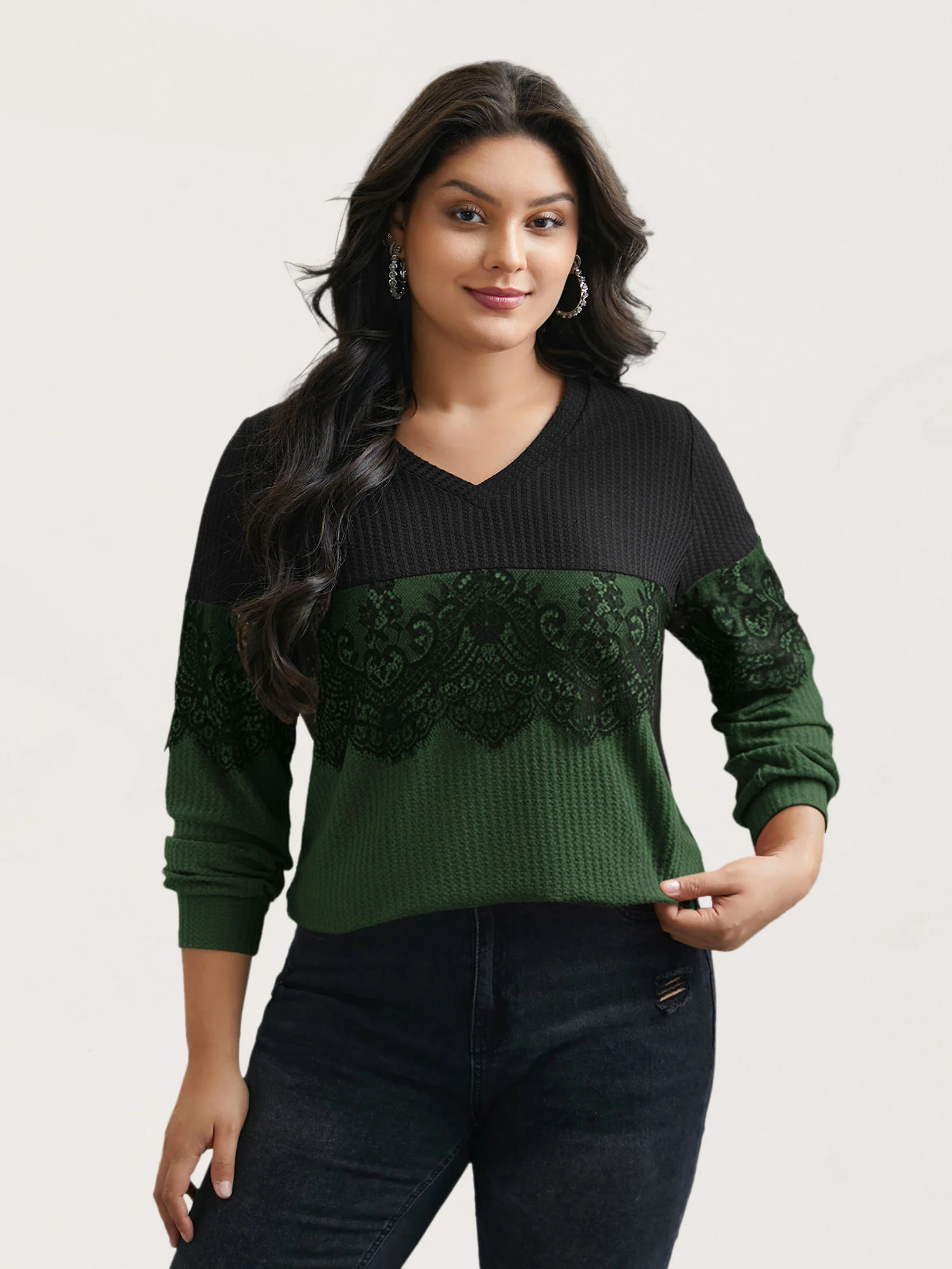 Crochet Lace Mesh Contrast Patchwork Top - Image 13