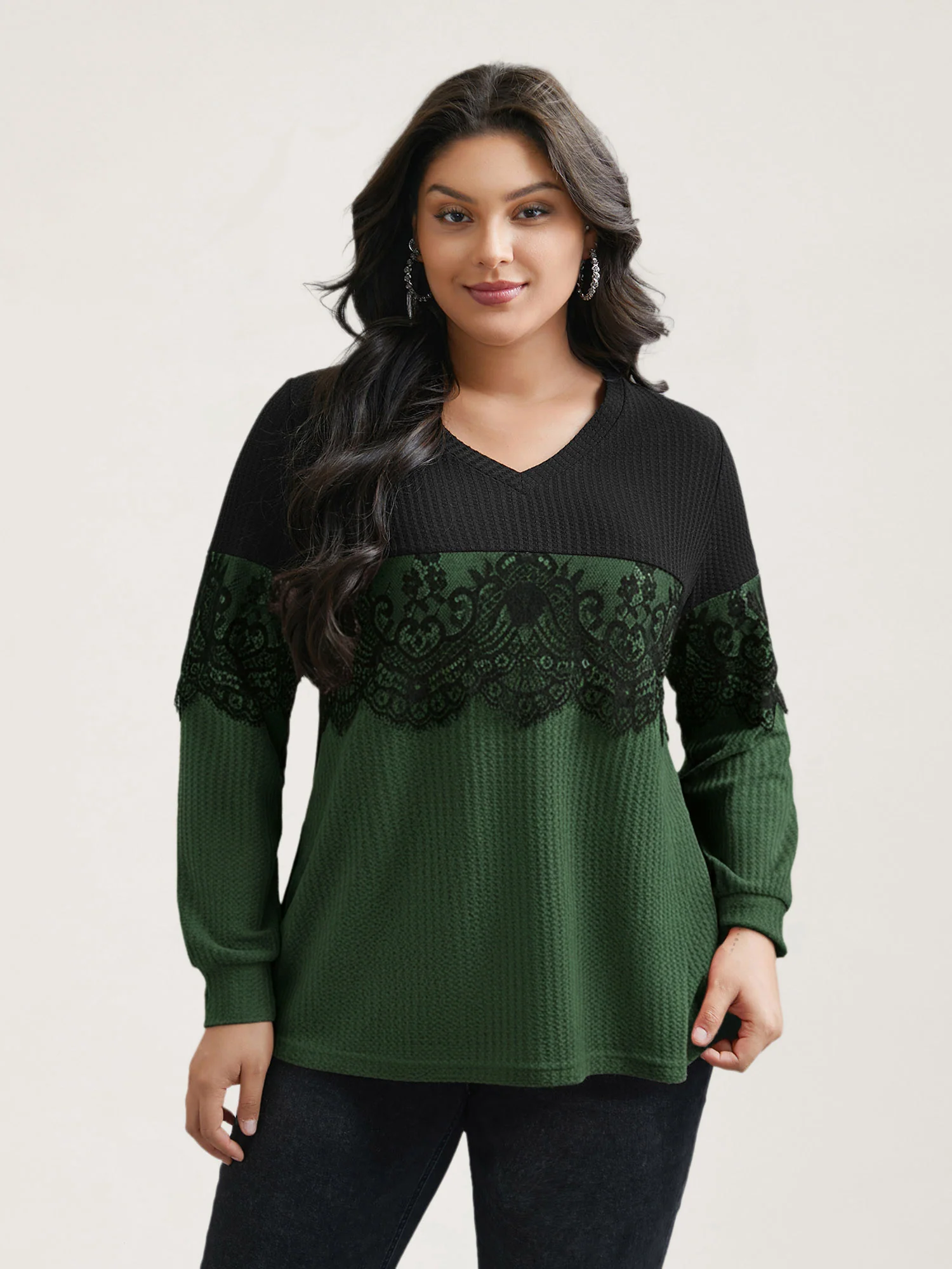 Crochet Lace Mesh Contrast Patchwork Top - Image 14