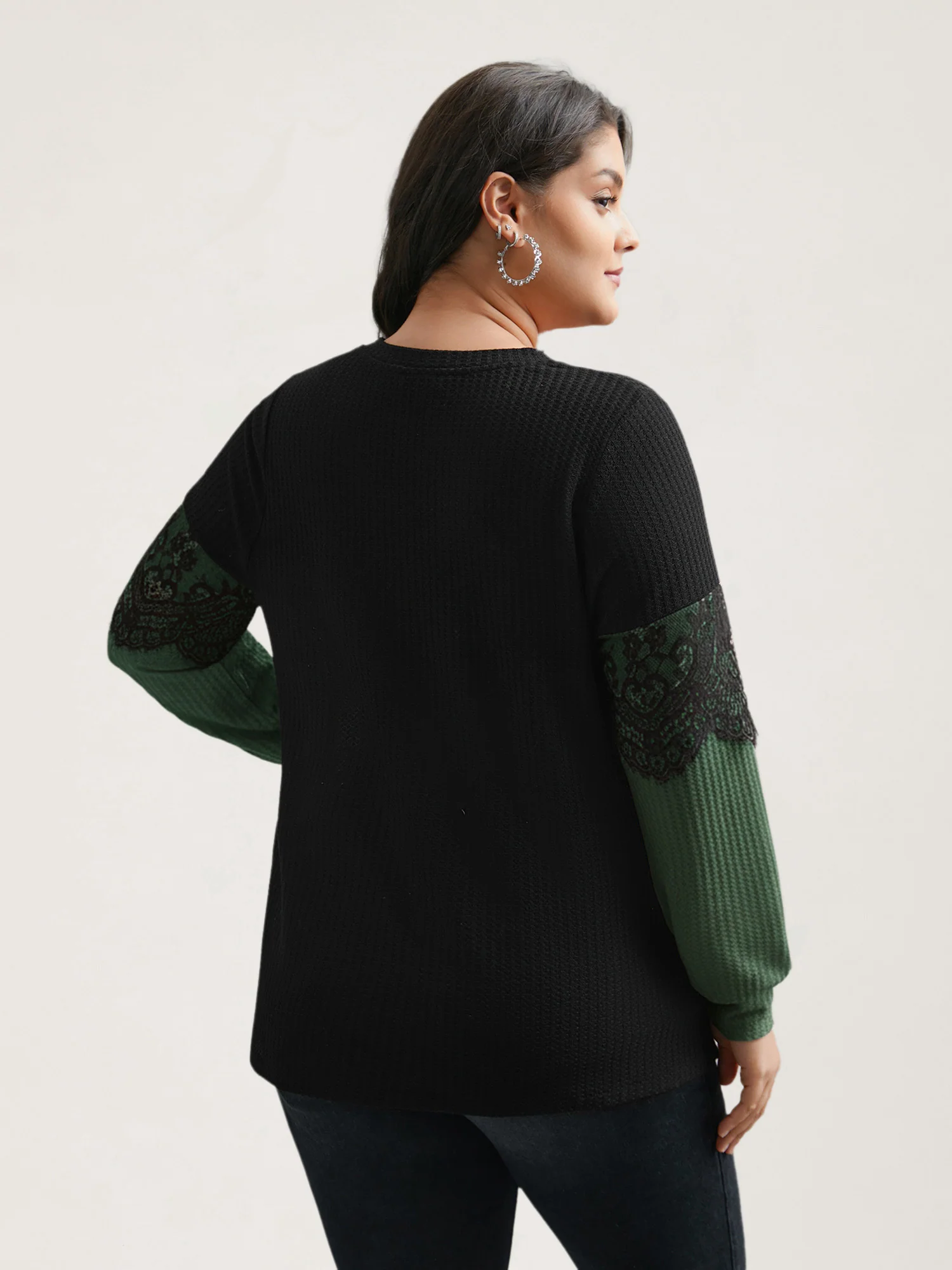 Crochet Lace Mesh Contrast Patchwork Top - Image 15