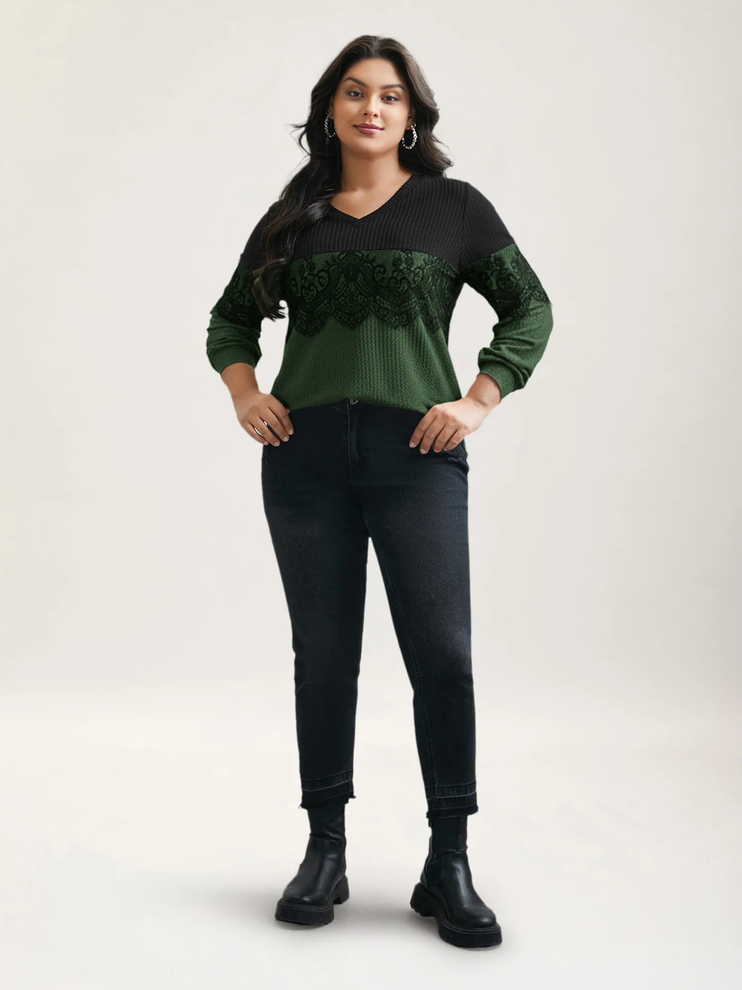 Crochet Lace Mesh Contrast Patchwork Top - Image 16