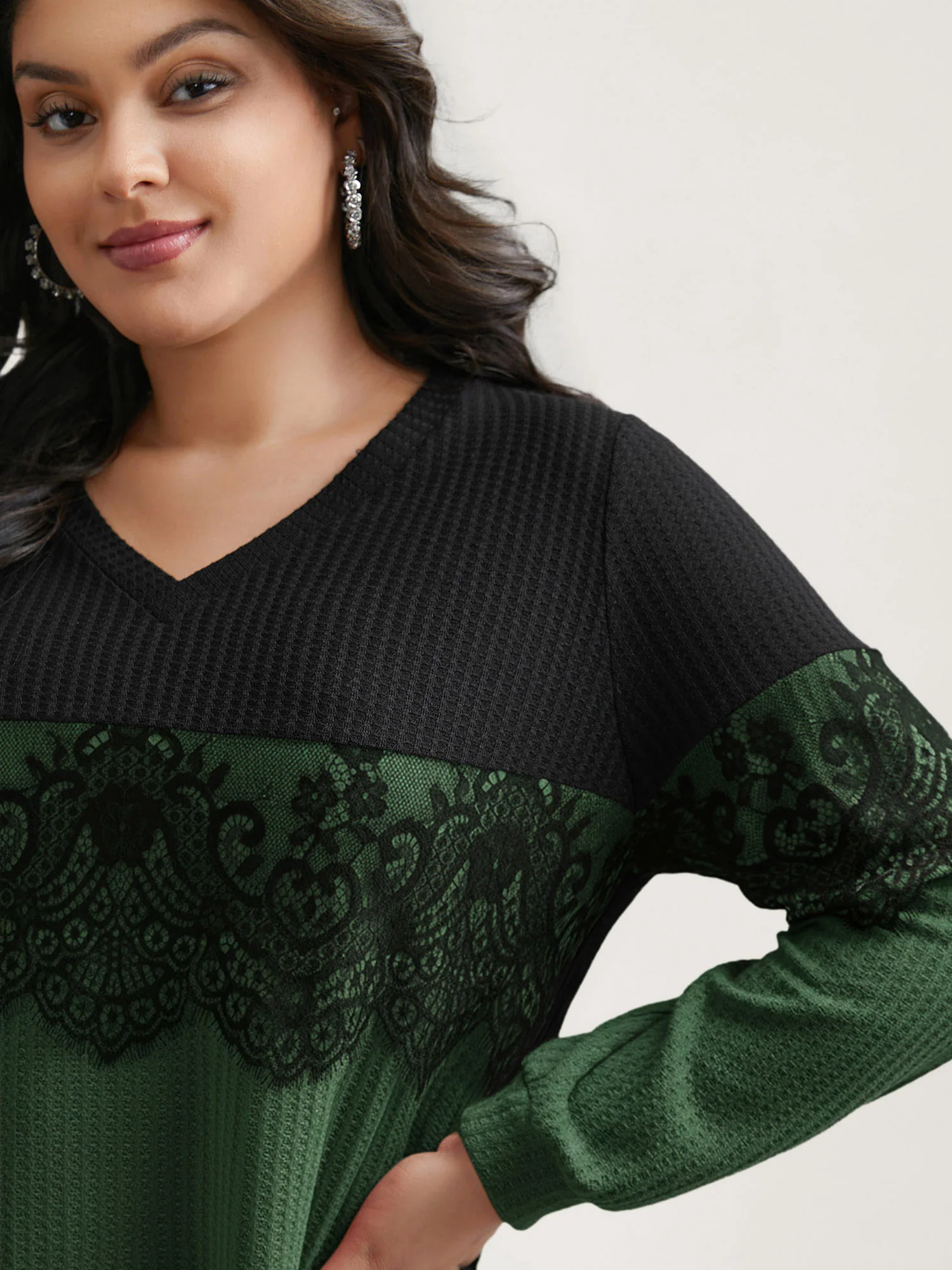 Crochet Lace Mesh Contrast Patchwork Top - Image 17