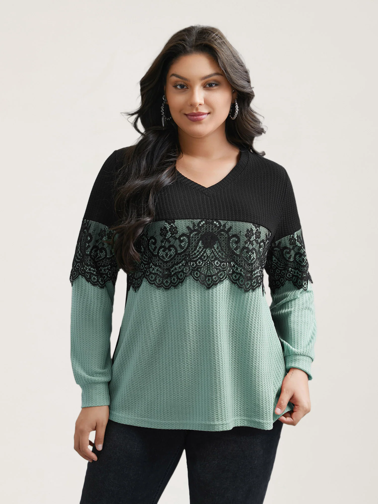 Crochet Lace Mesh Contrast Patchwork Top - Image 18