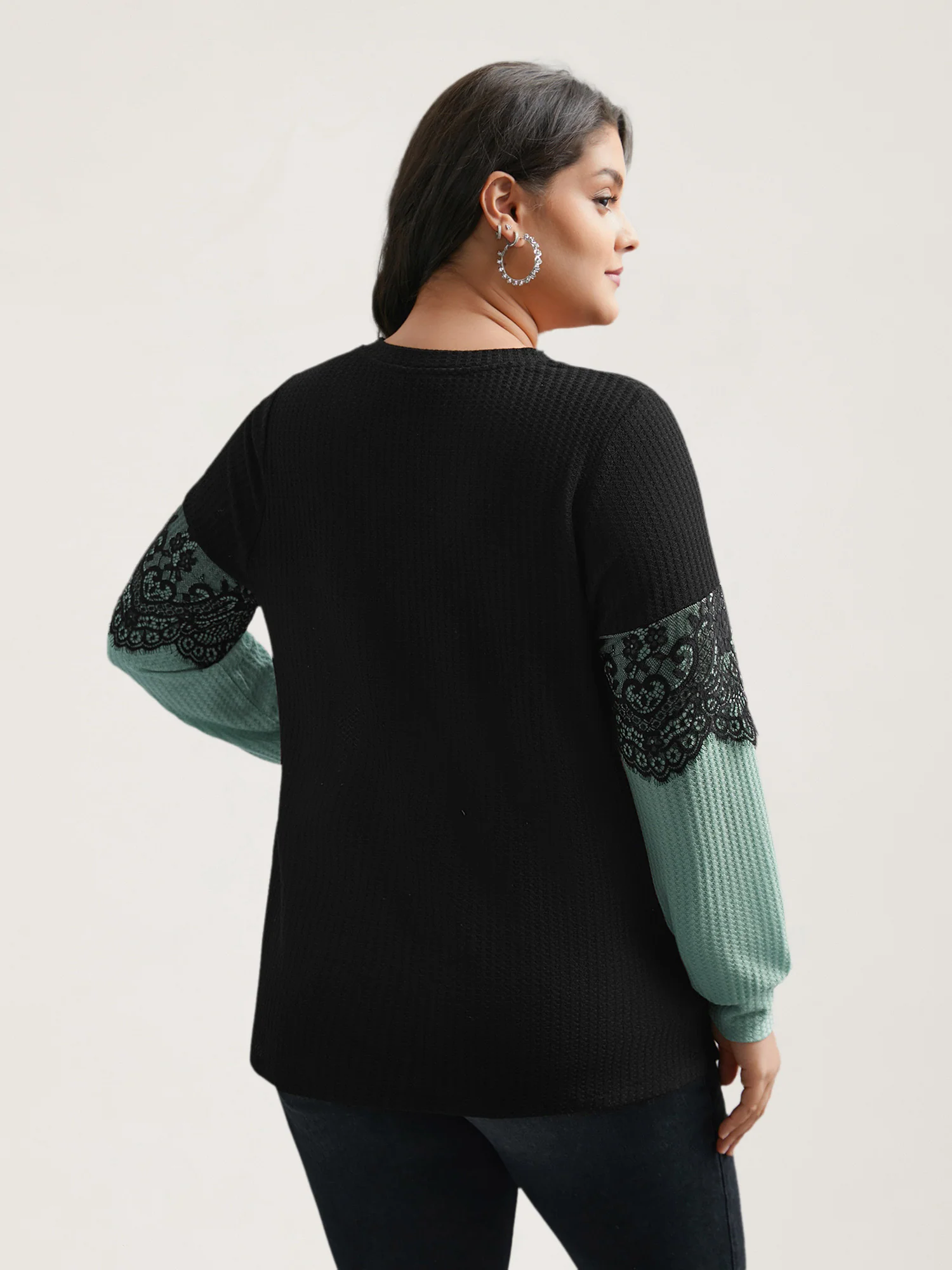 Crochet Lace Mesh Contrast Patchwork Top - Image 20