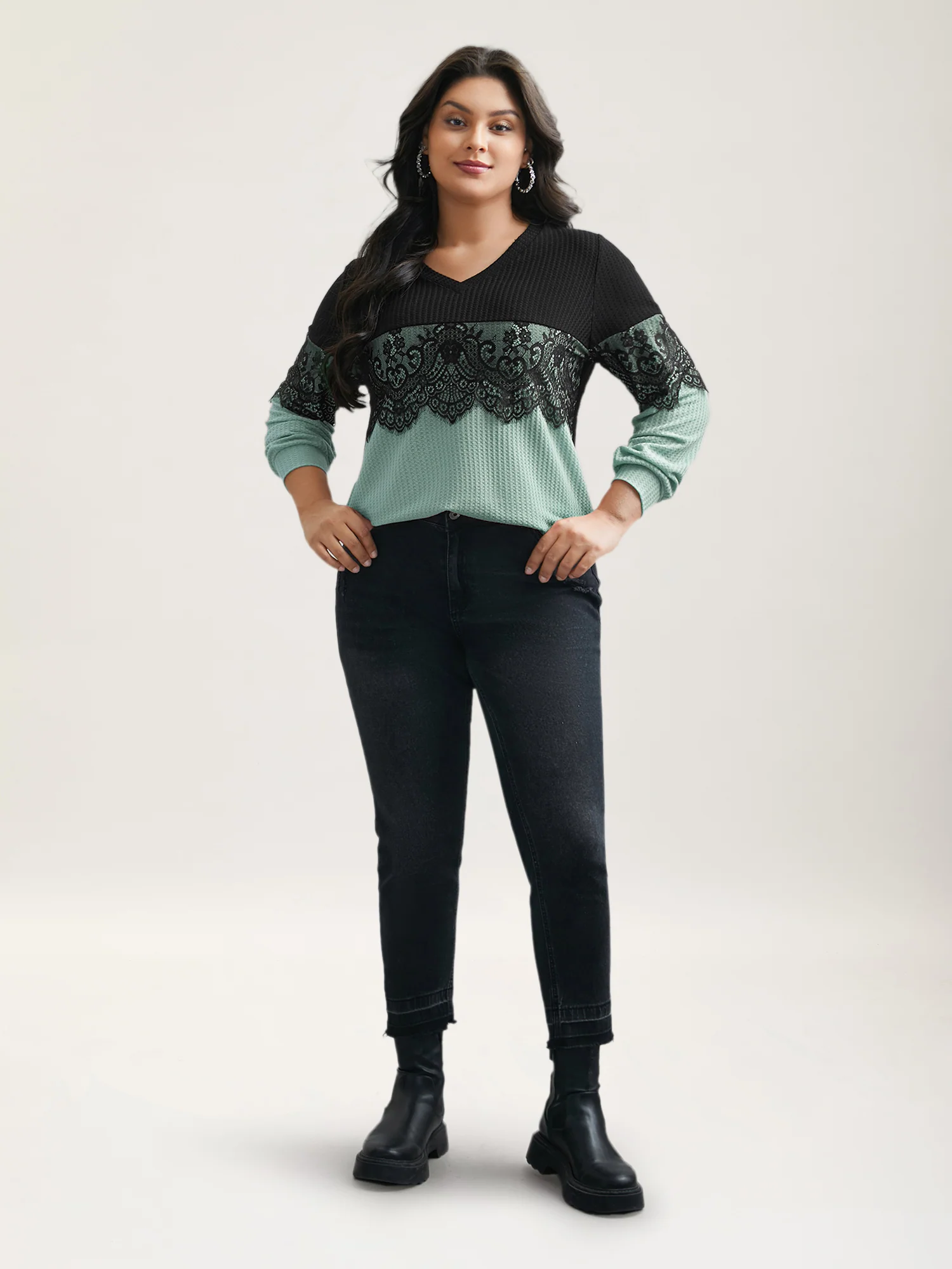 Crochet Lace Mesh Contrast Patchwork Top - Image 21
