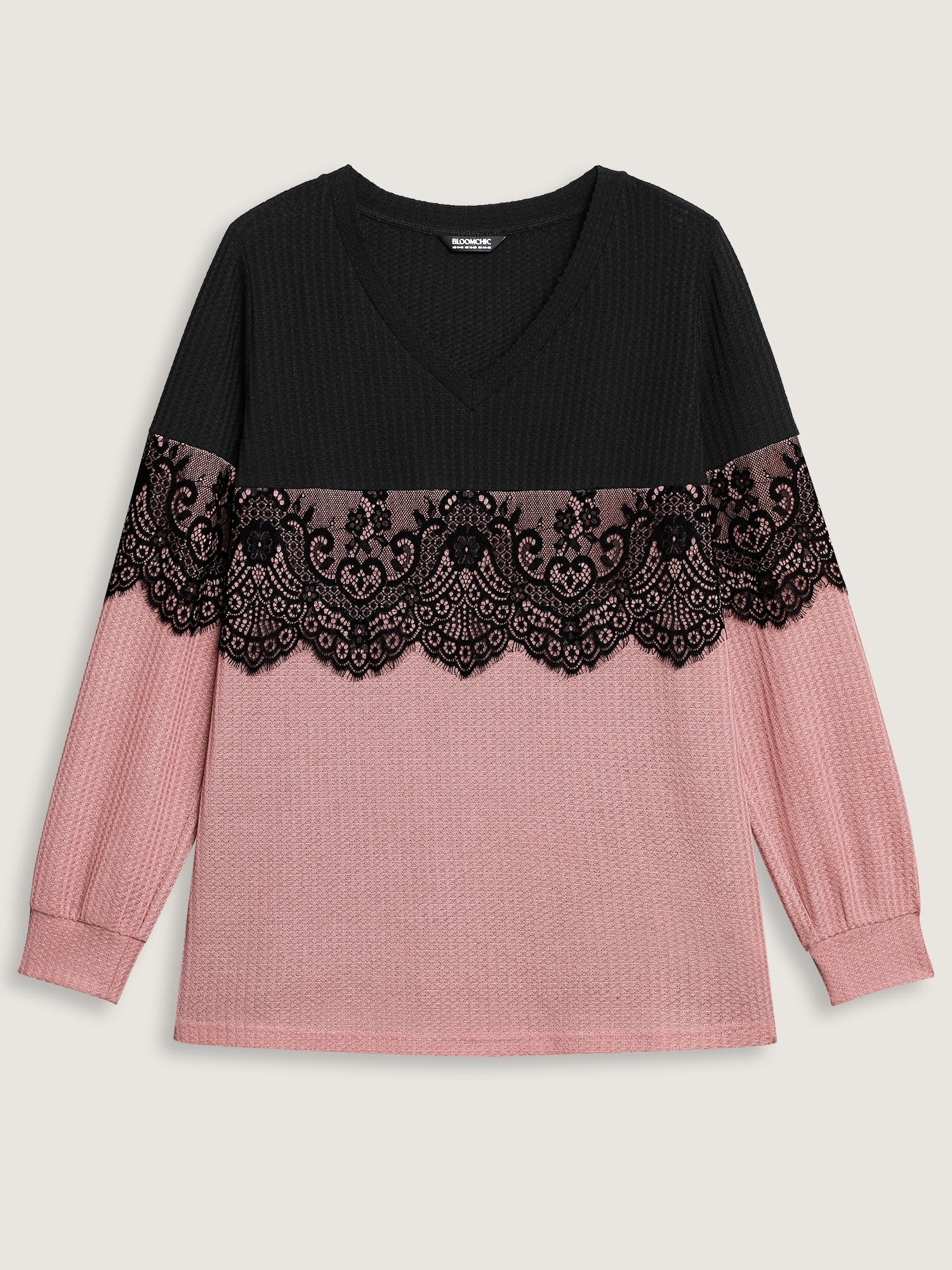 Crochet Lace Mesh Contrast Patchwork Top - Image 7