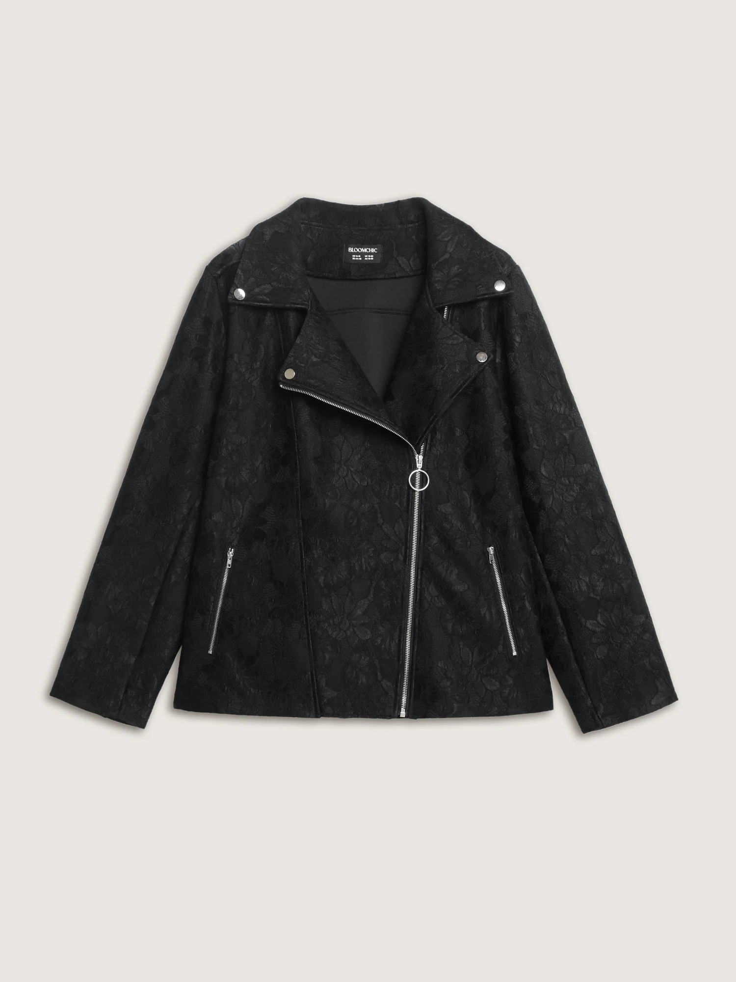 Lace Mesh Pocket Zipper Coat - Image 8