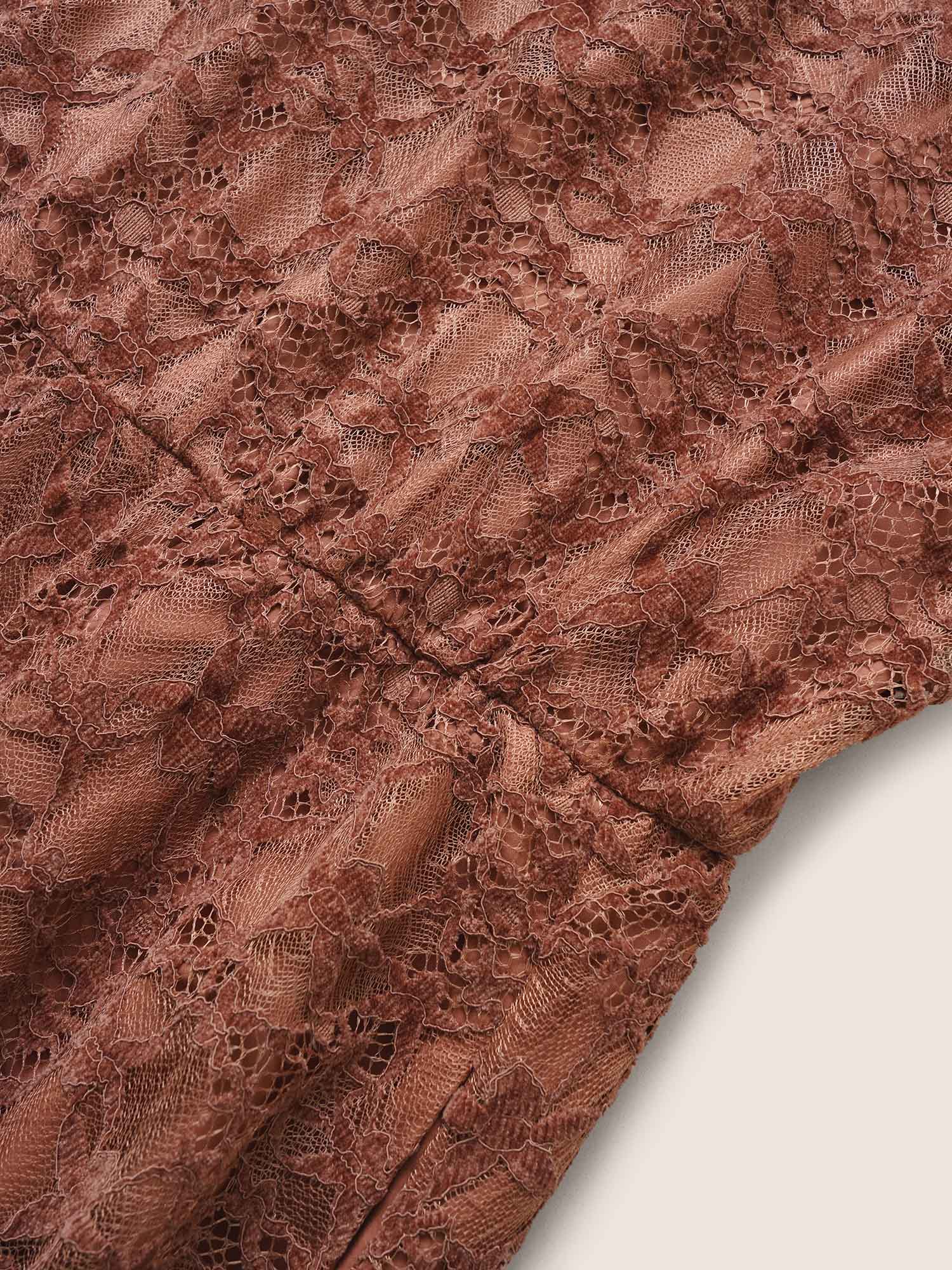 Crochet Lace Mesh Tiered Ruffle Trim Dress - Image 6