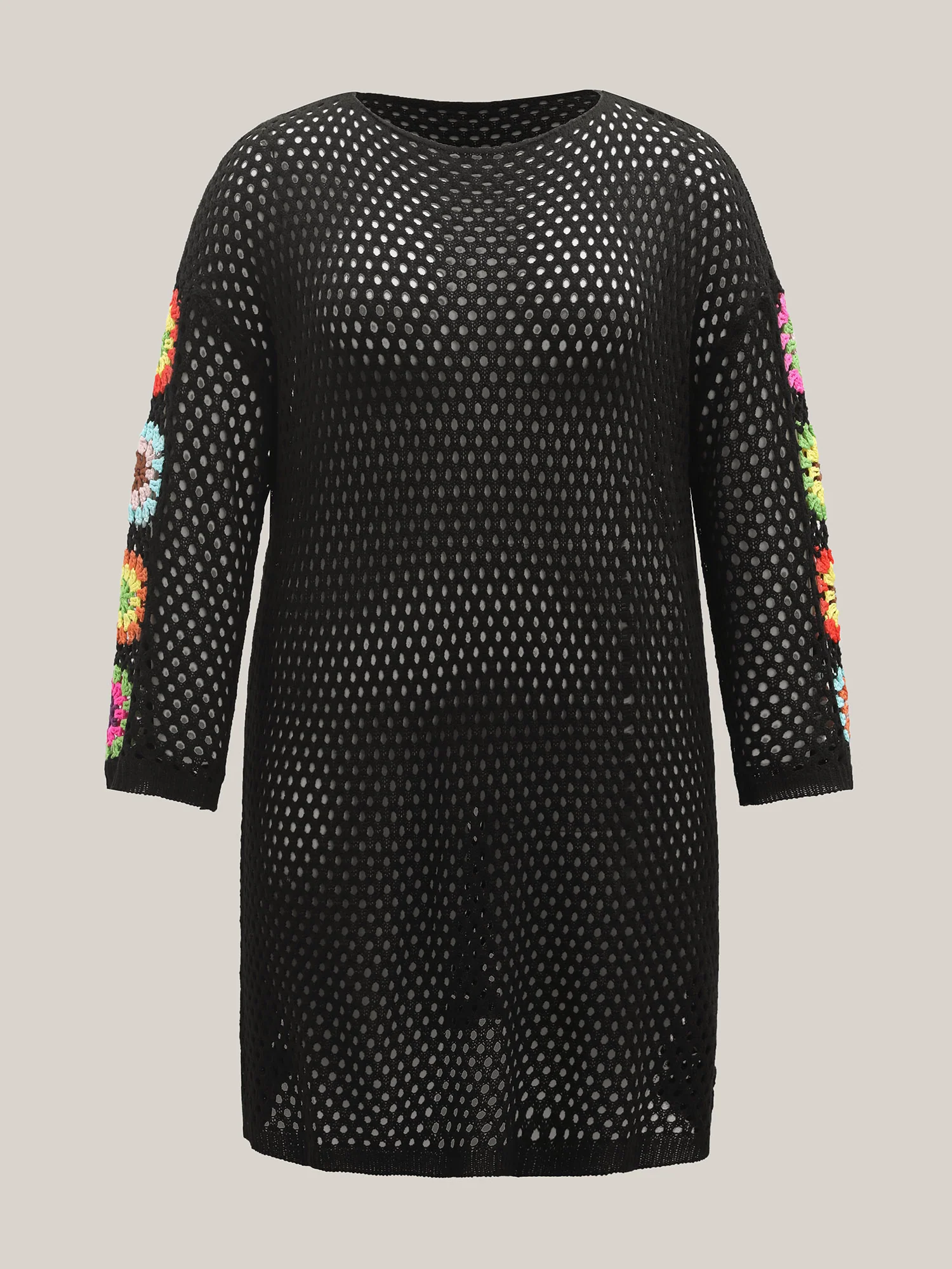 Crochet Shoulder Flower Cut-Out Swim Cover-Up - Image 7