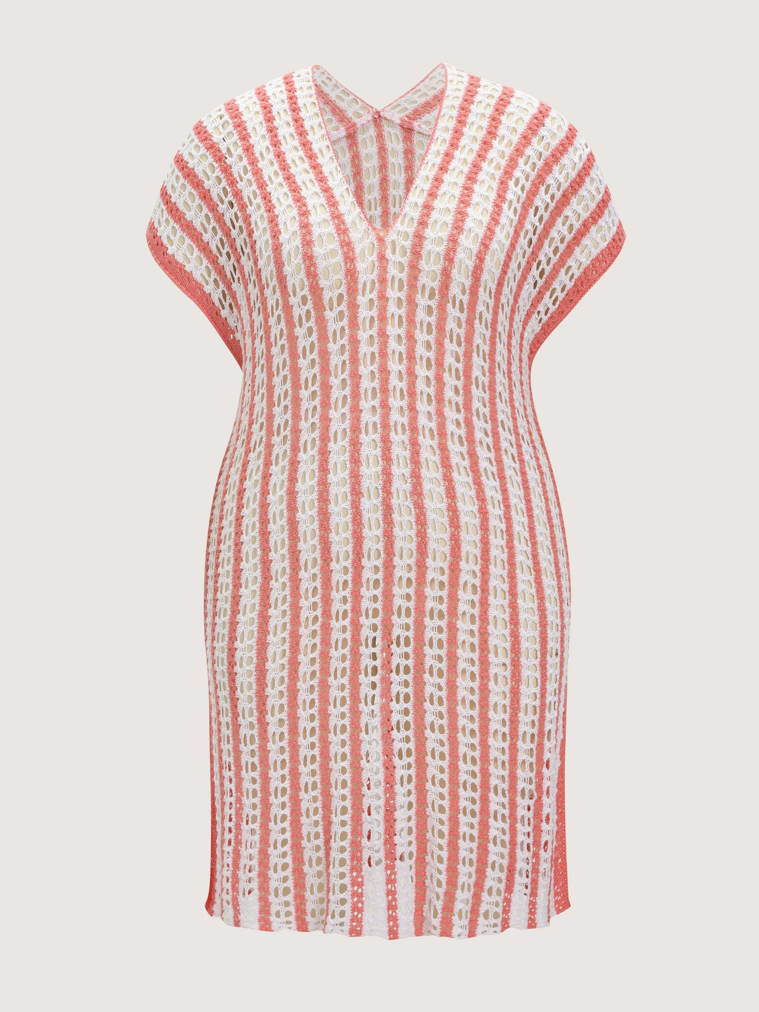 Crocheted Color Contrast Sheer Swim Cover-Up - Image 7