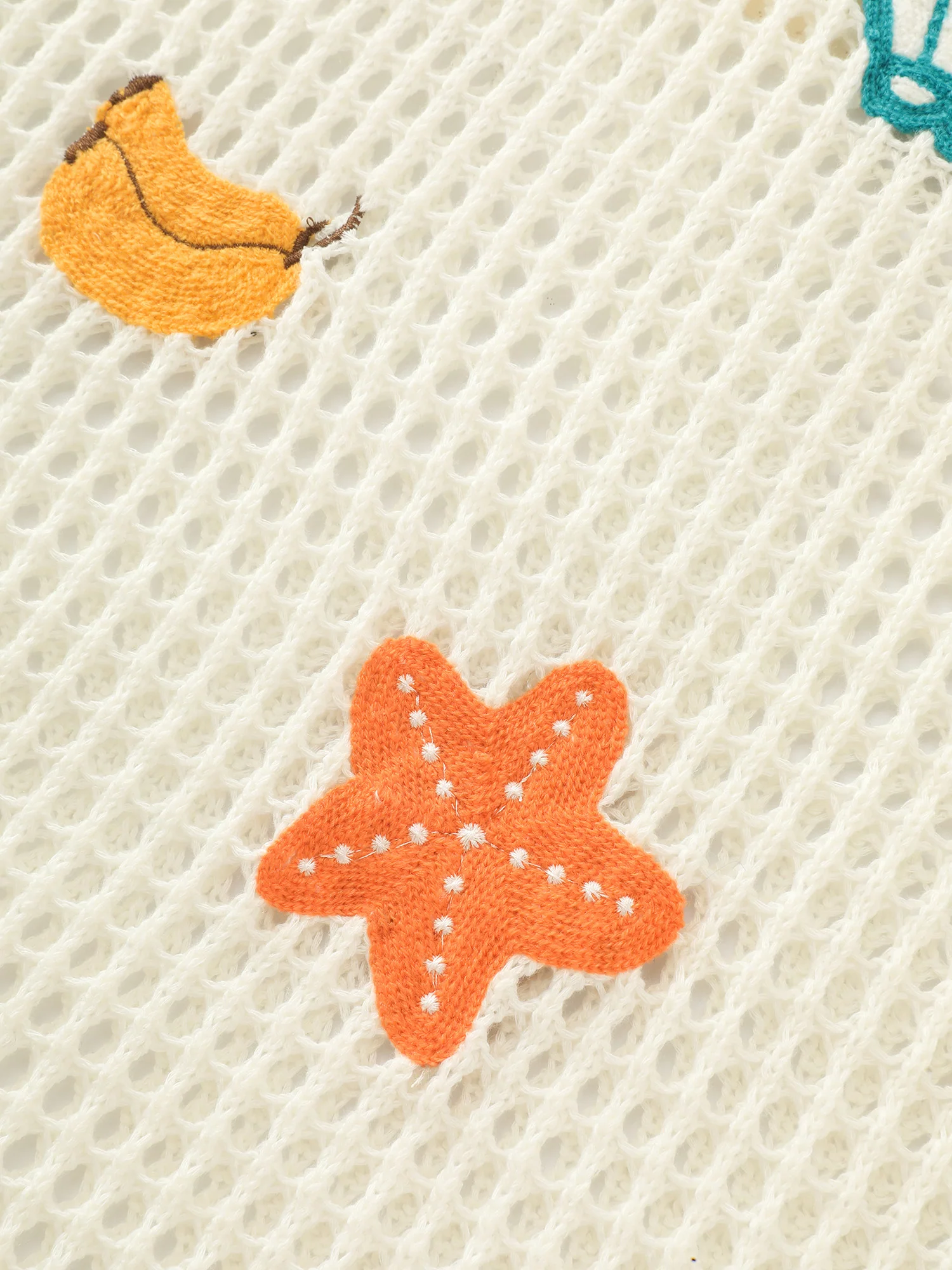Crocheted Sea Elements Color Contrast Swim Cover-Up - Image 5