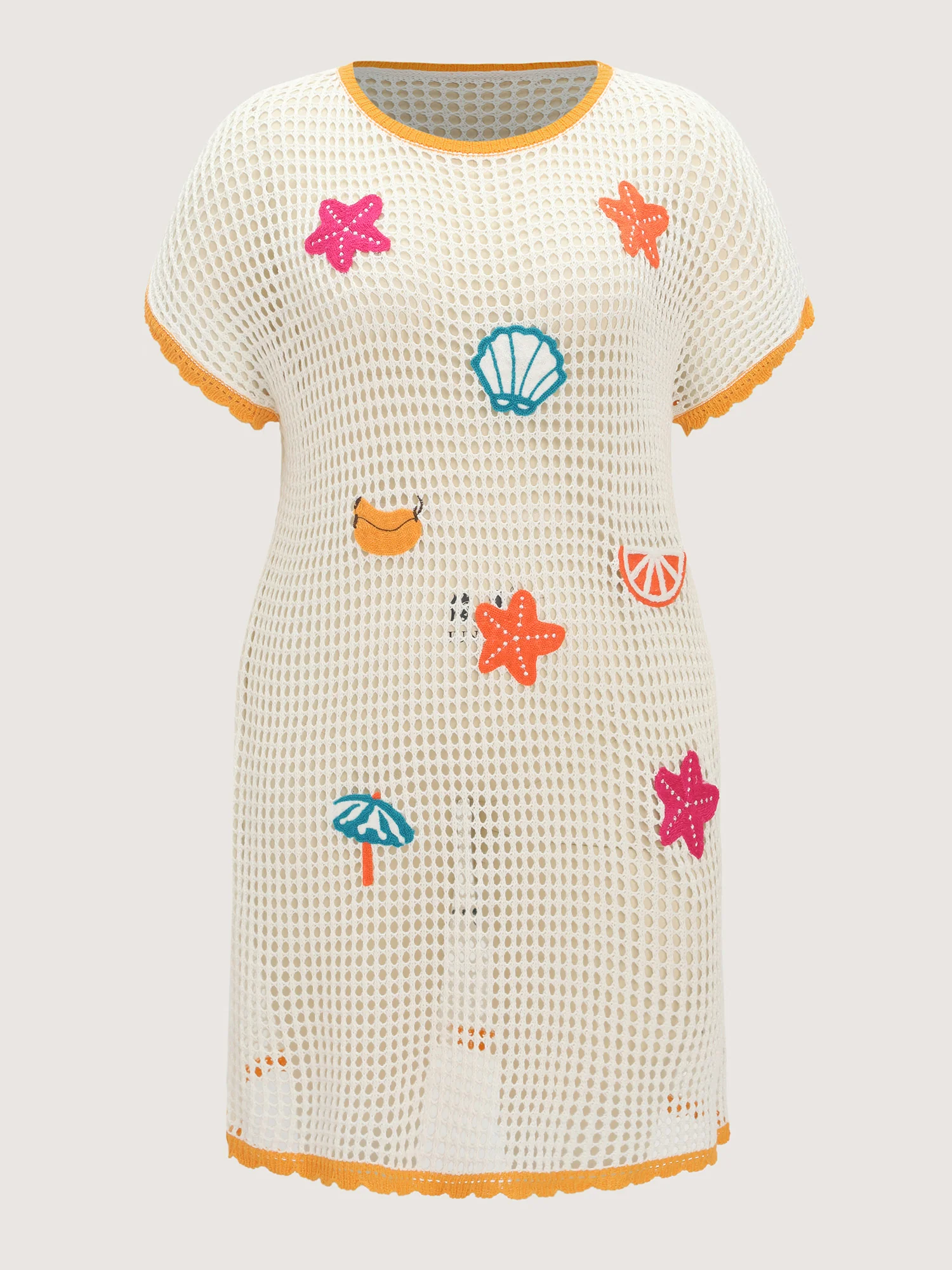 Crocheted Sea Elements Color Contrast Swim Cover-Up - Image 6