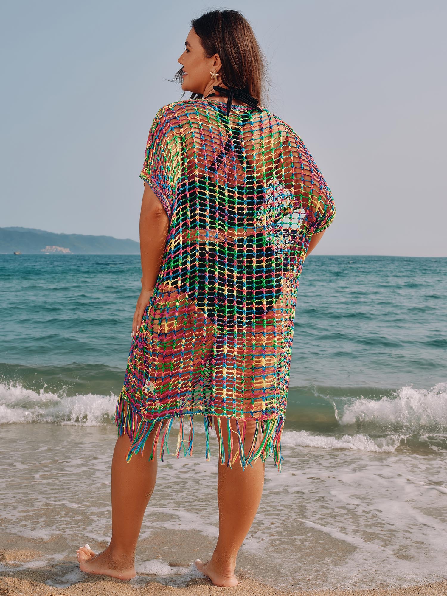 Crocheted Sheer Colorful Swim Cover-Up - Image 4