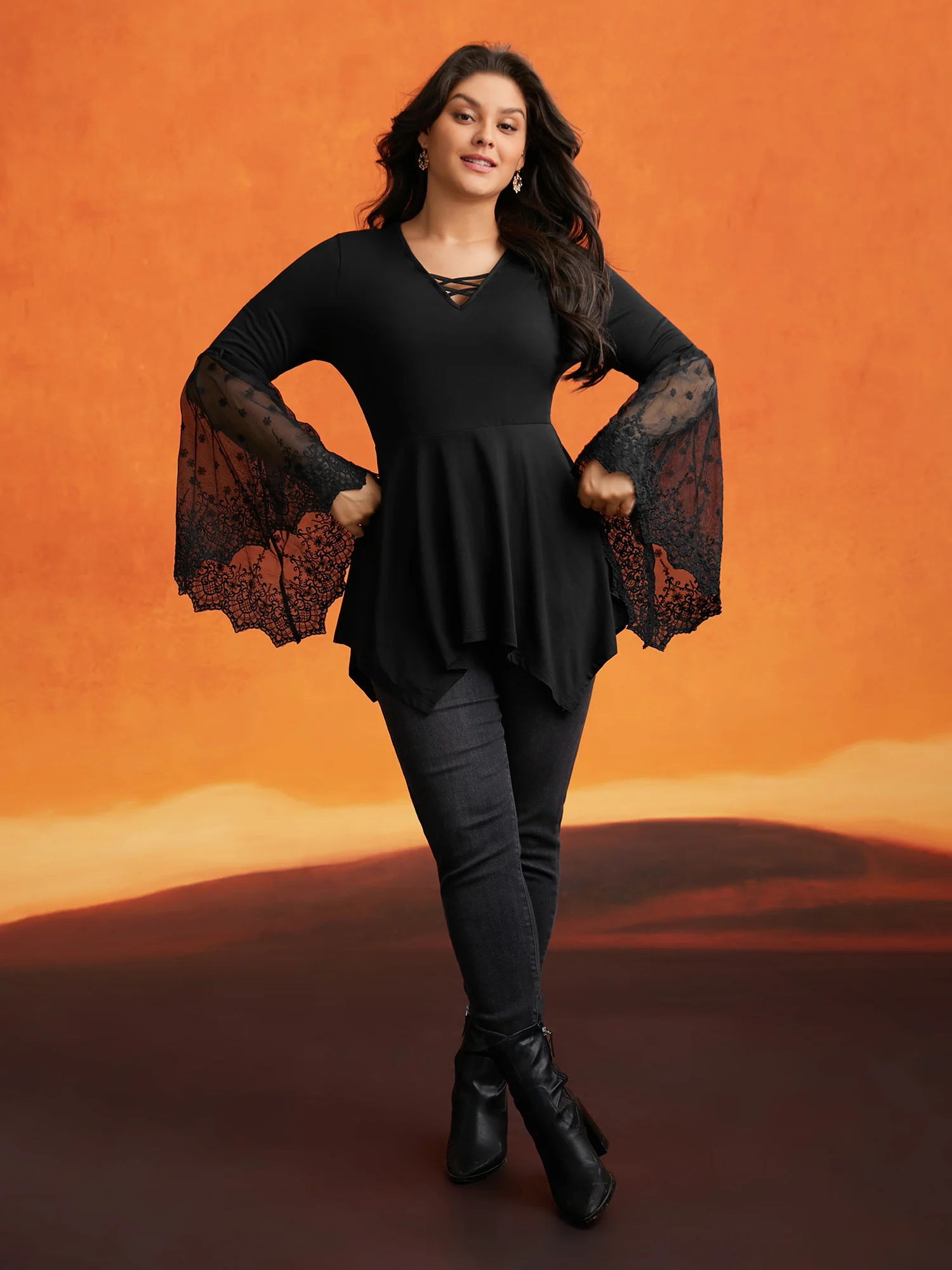 Cross Front Bell Sleeve Top - Image 2