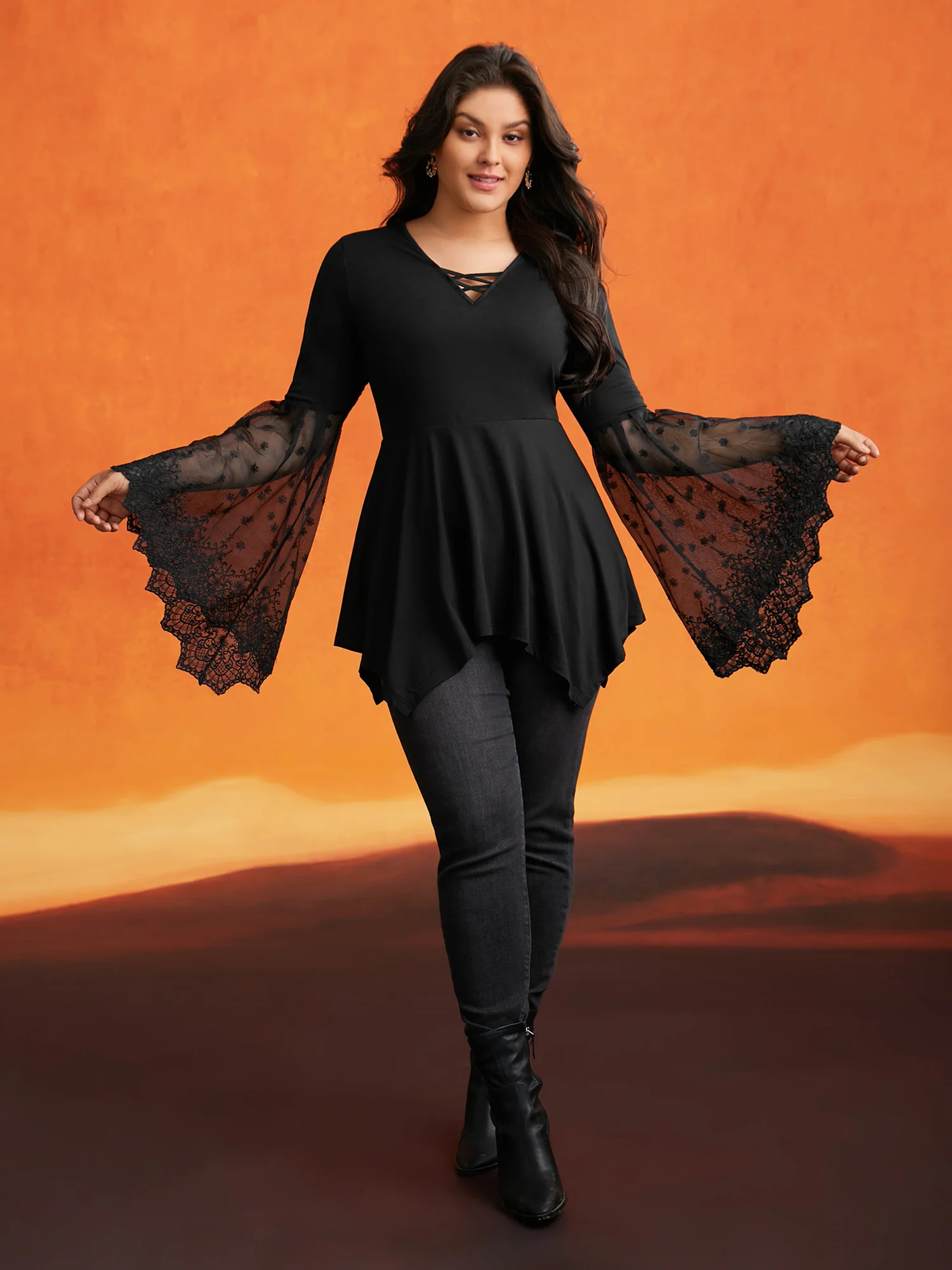 Cross Front Bell Sleeve Top - Image 4