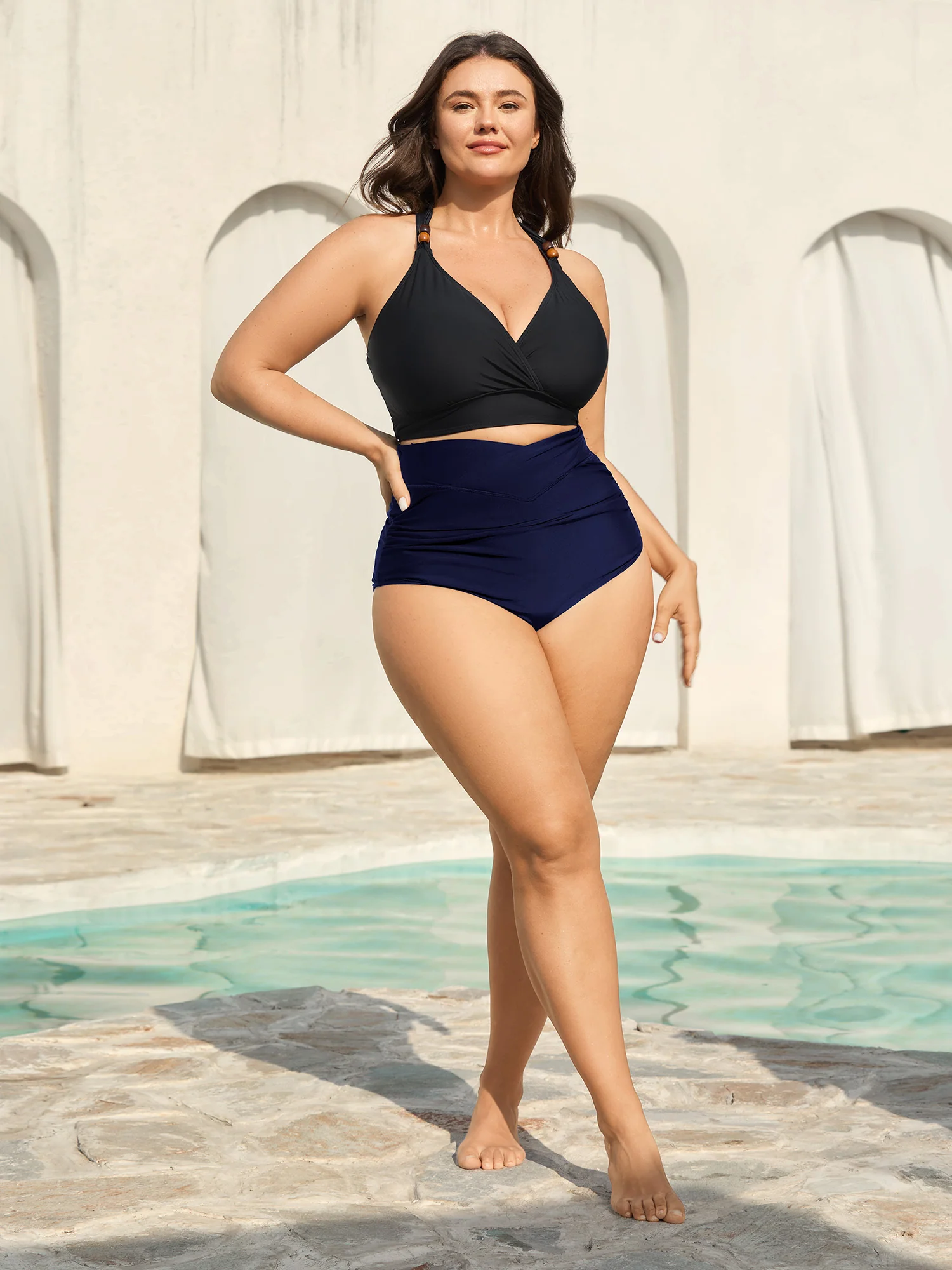 Crossover High Waist Ruched Bikini Bottoms - Image 18