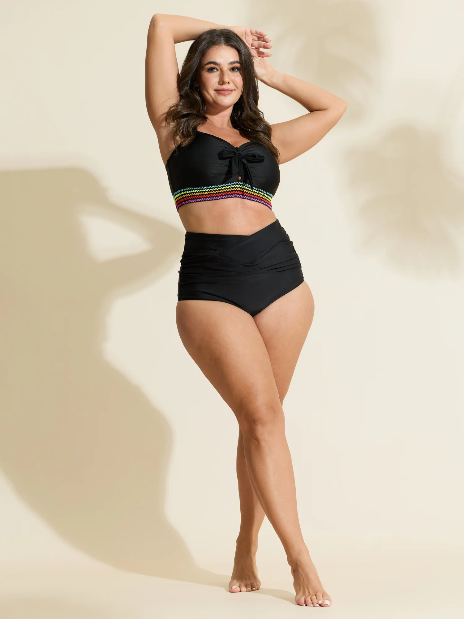 Crossover High Waist Ruched Bikini Bottoms - Image 3