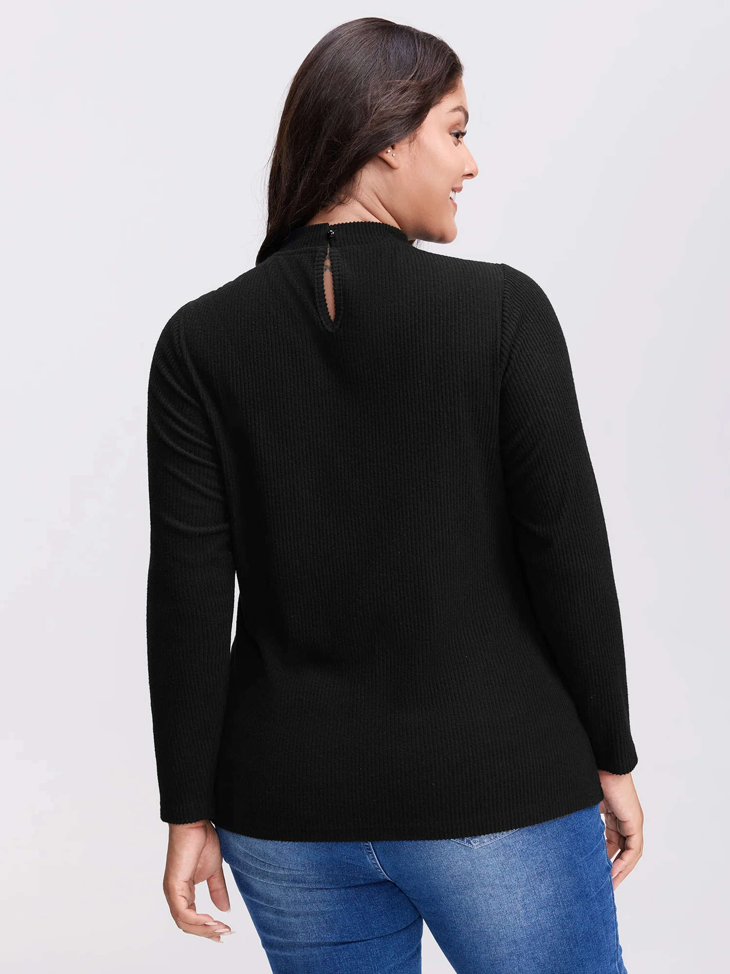 Cross-Lace Sheer Fitted Knit Top - Image 4