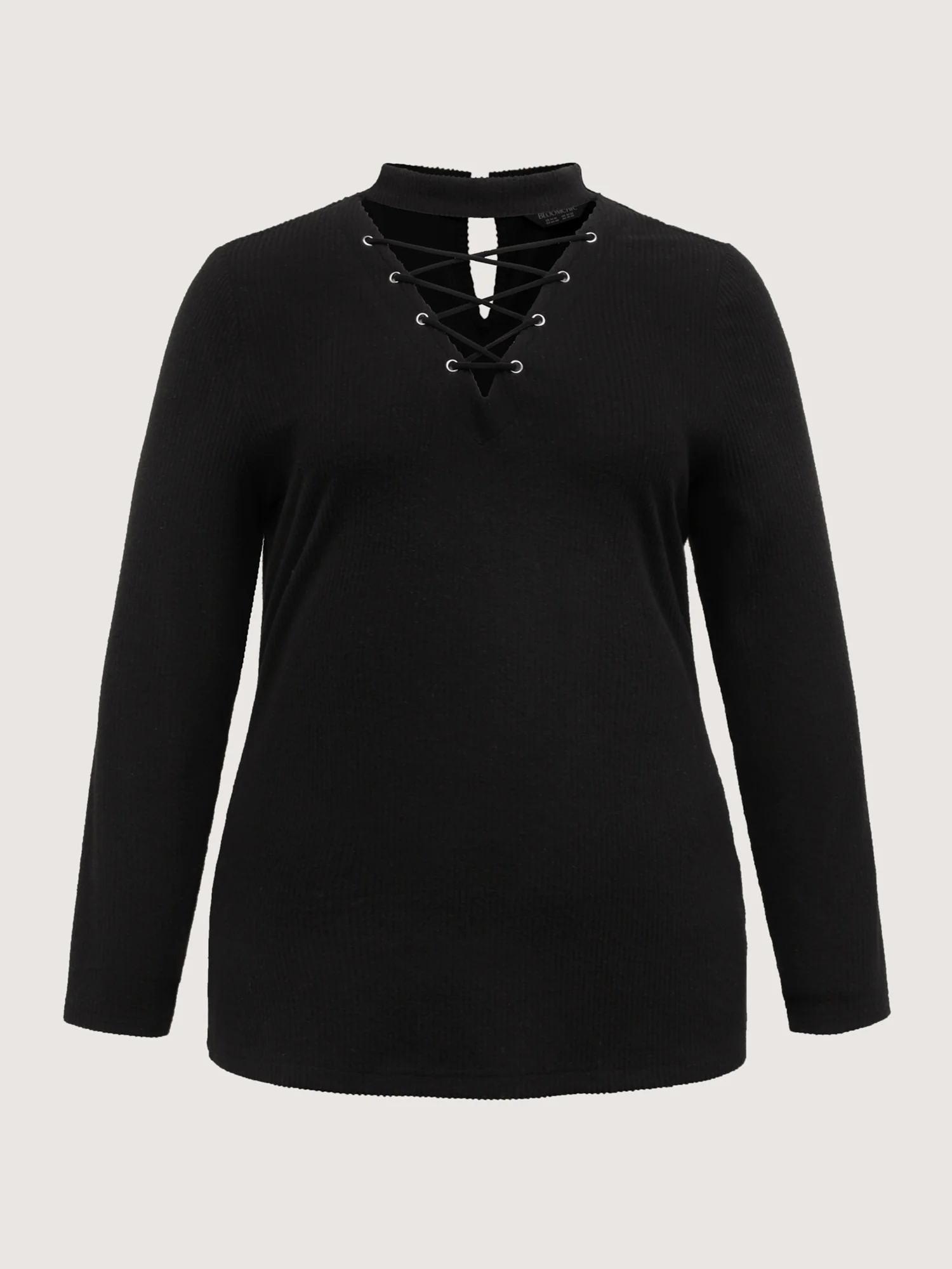 Cross-Lace Sheer Fitted Knit Top - Image 7