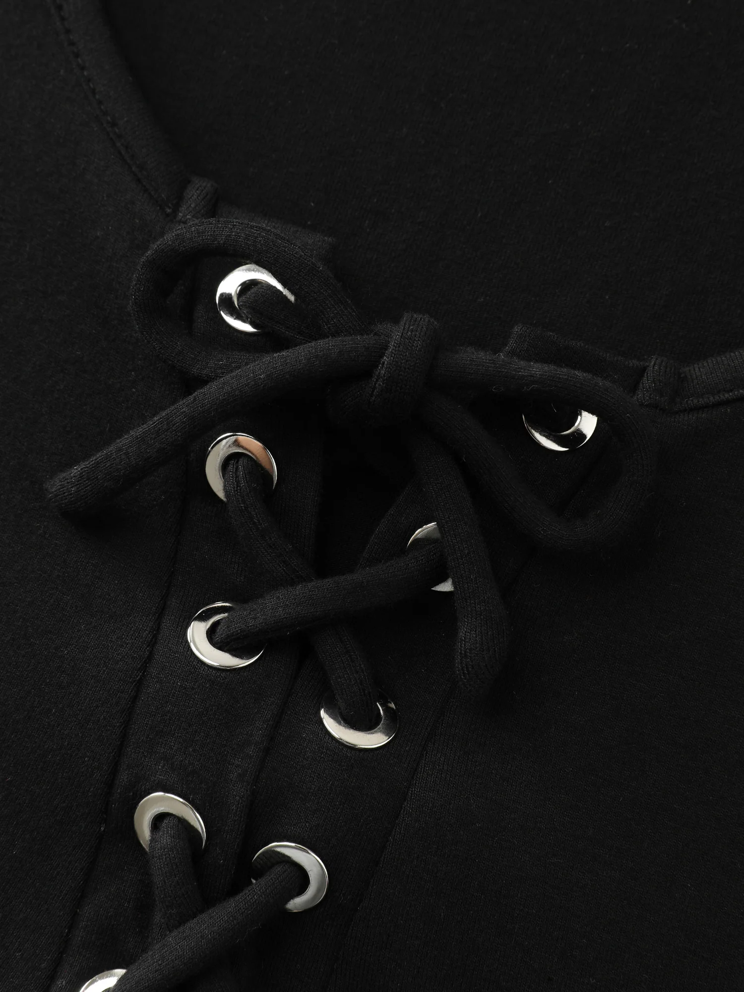 Cross Tie Neckline Plain T-Shirt - Image 5