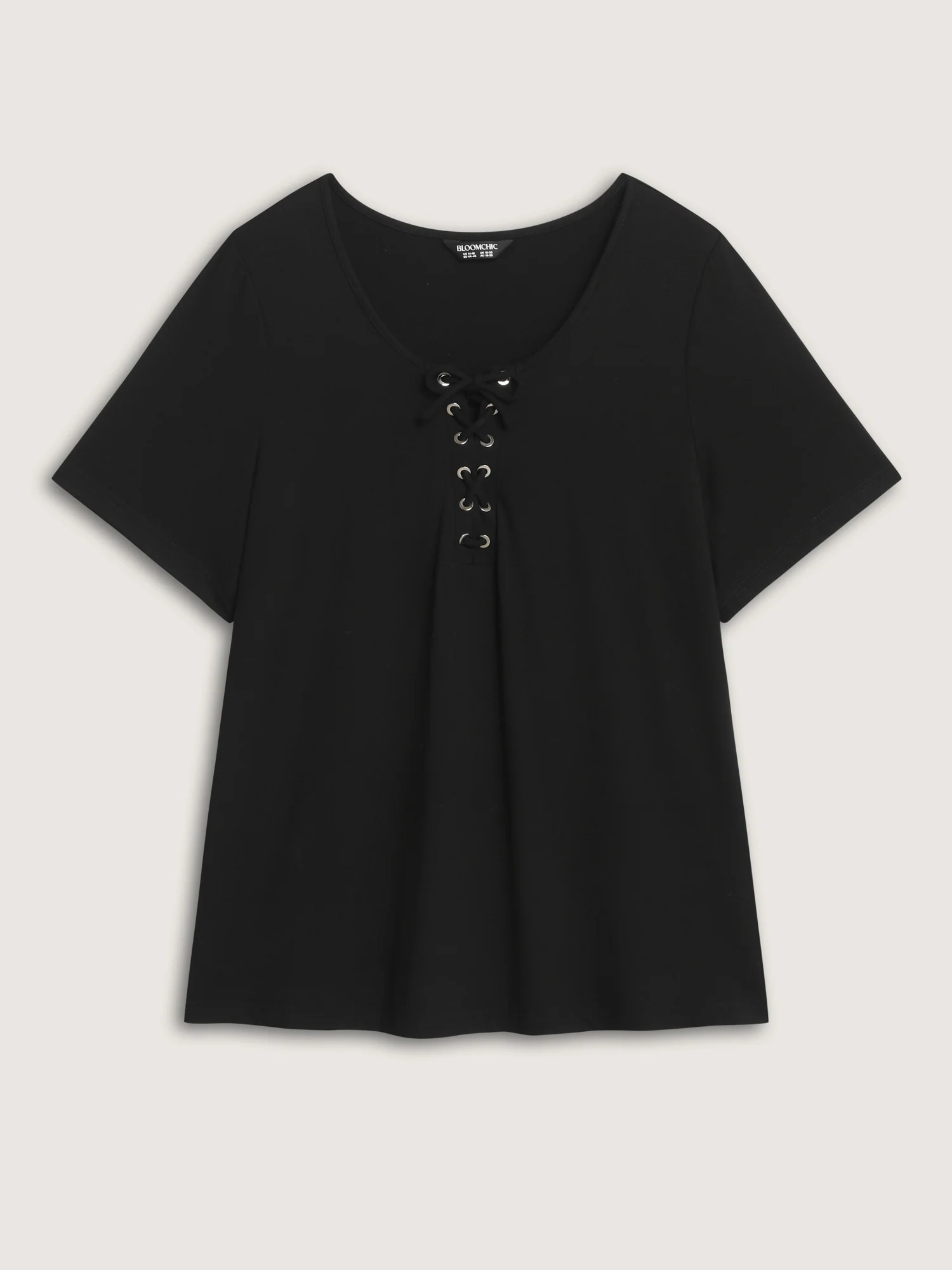 Cross Tie Neckline Plain T-Shirt - Image 6