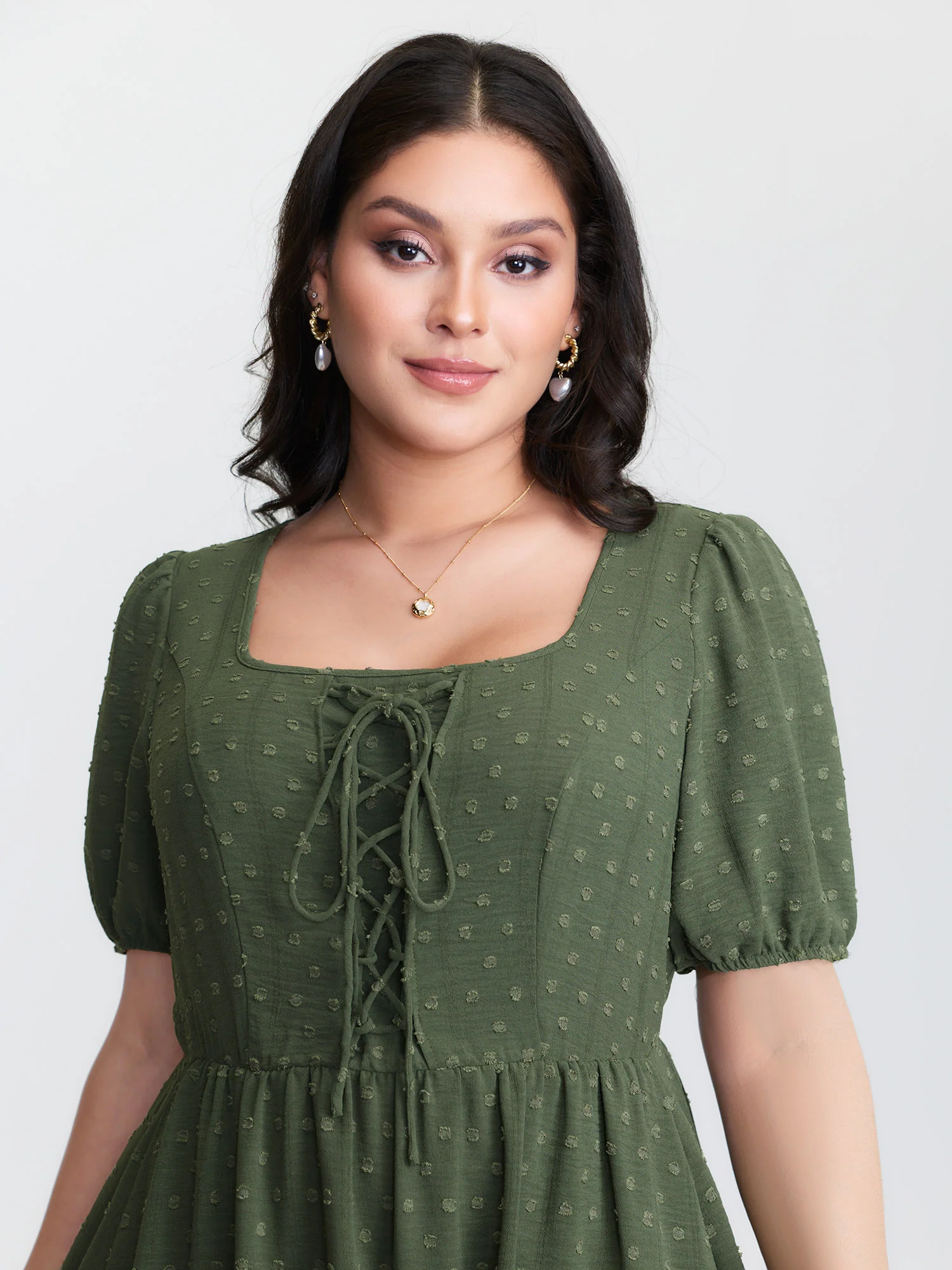 Cross-Tie Stretchy Waist Pocket Midi Dress - Image 3