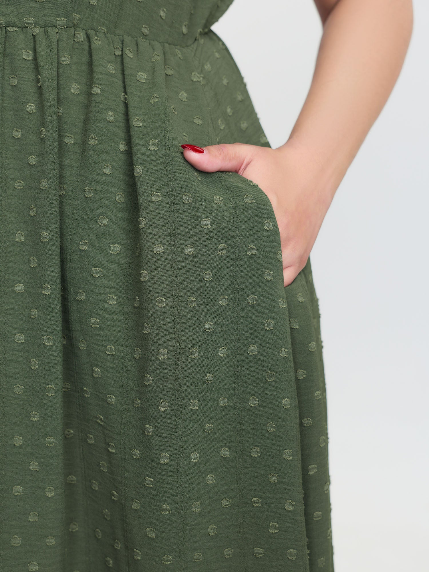 Cross-Tie Stretchy Waist Pocket Midi Dress - Image 4