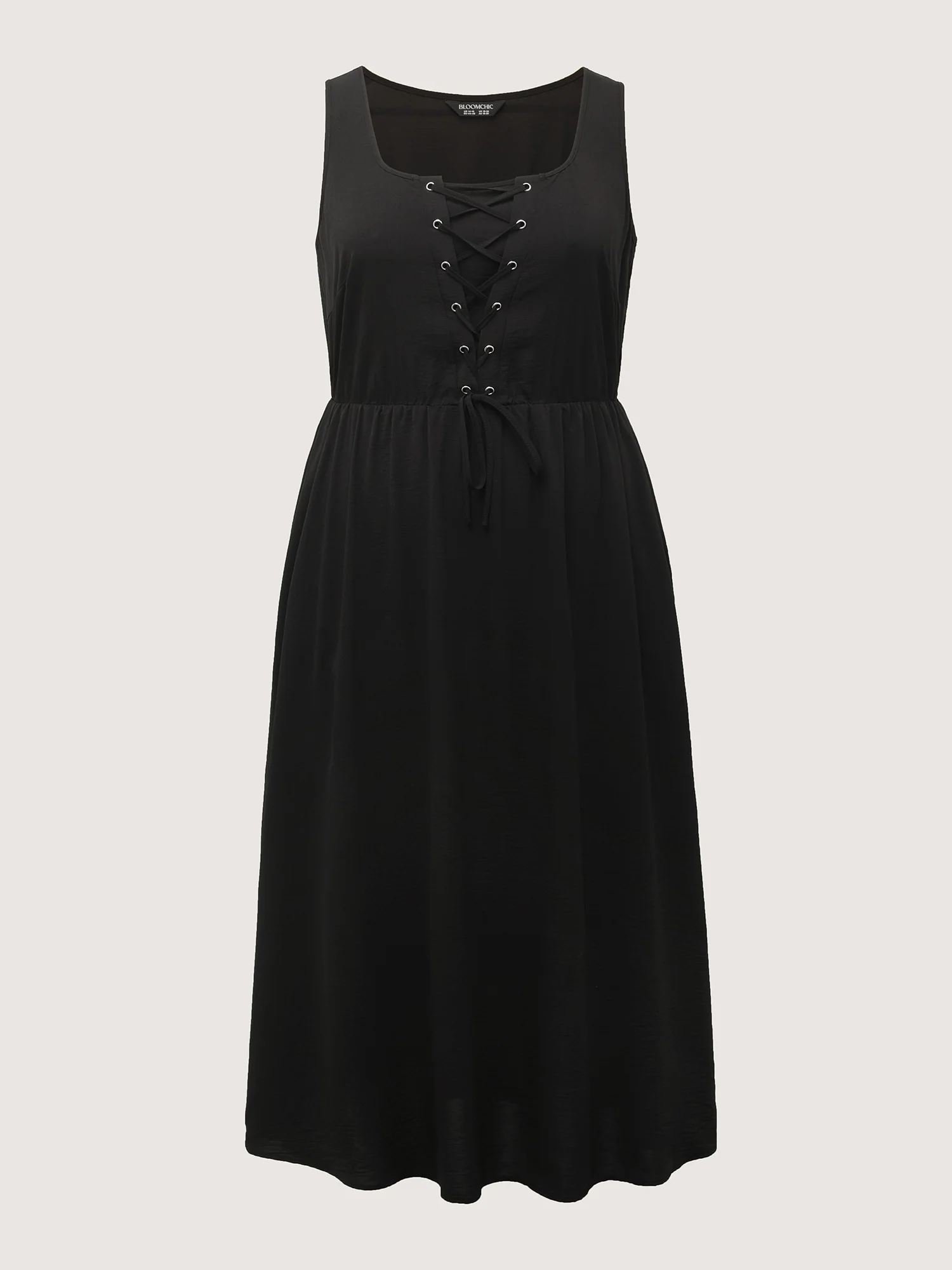 Cross-Tie Textured Solid Midi Dress - Image 7